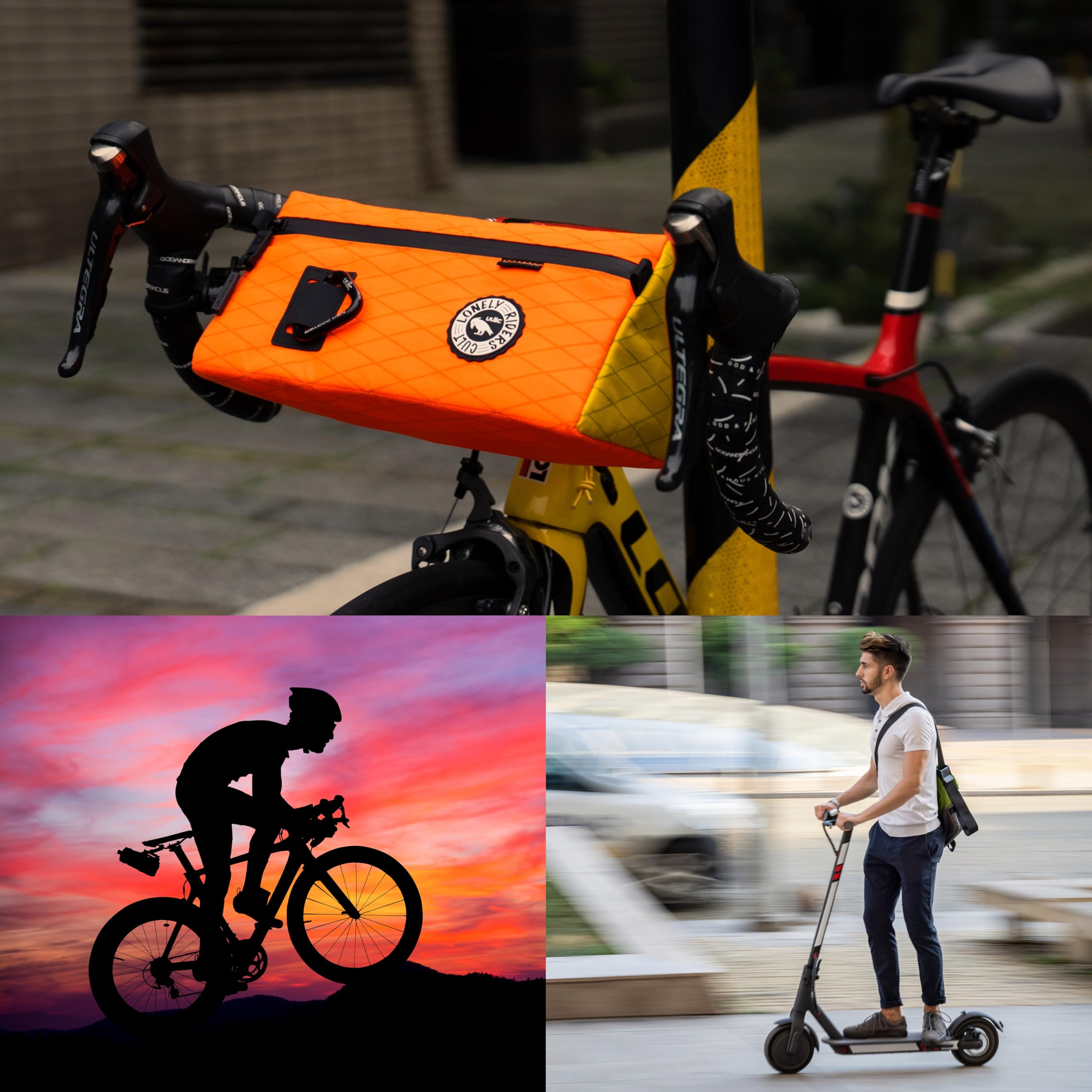 ULAC Bolsa Manillar Bicicleta Triangular Bolsa Bici Grande Impermeable Nylon Poliéster 3,2L 29x14x14 cm Accesorios para Bicicleta MTB E-Bikes Complementos Porta Herramientas y Móvil
