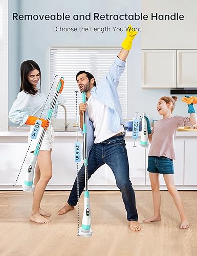 Miniatura 5 de Limpiador eléctrico giratorio con pantalla LED, IPX7 resistente al agua, potente limpiador de ducha, 2 horas de funcionamiento, 2 velocidades, mango