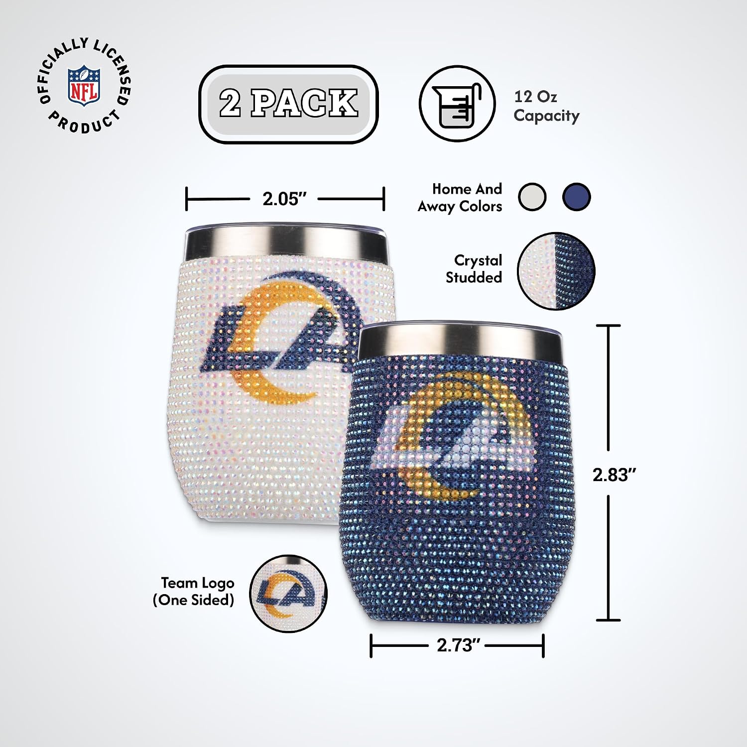 The Memory Company Officially Licensed NFL - 2-Pack Home/Away Leopard SS Stemless Wine Tumblers