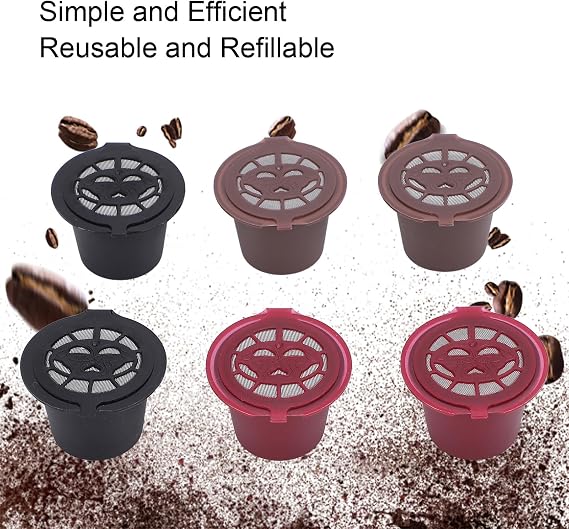 Reusable Coffee Capsules Refillable Stainless Steel Coffee Pods for Machines Durable Easy to Clean 6 Pack