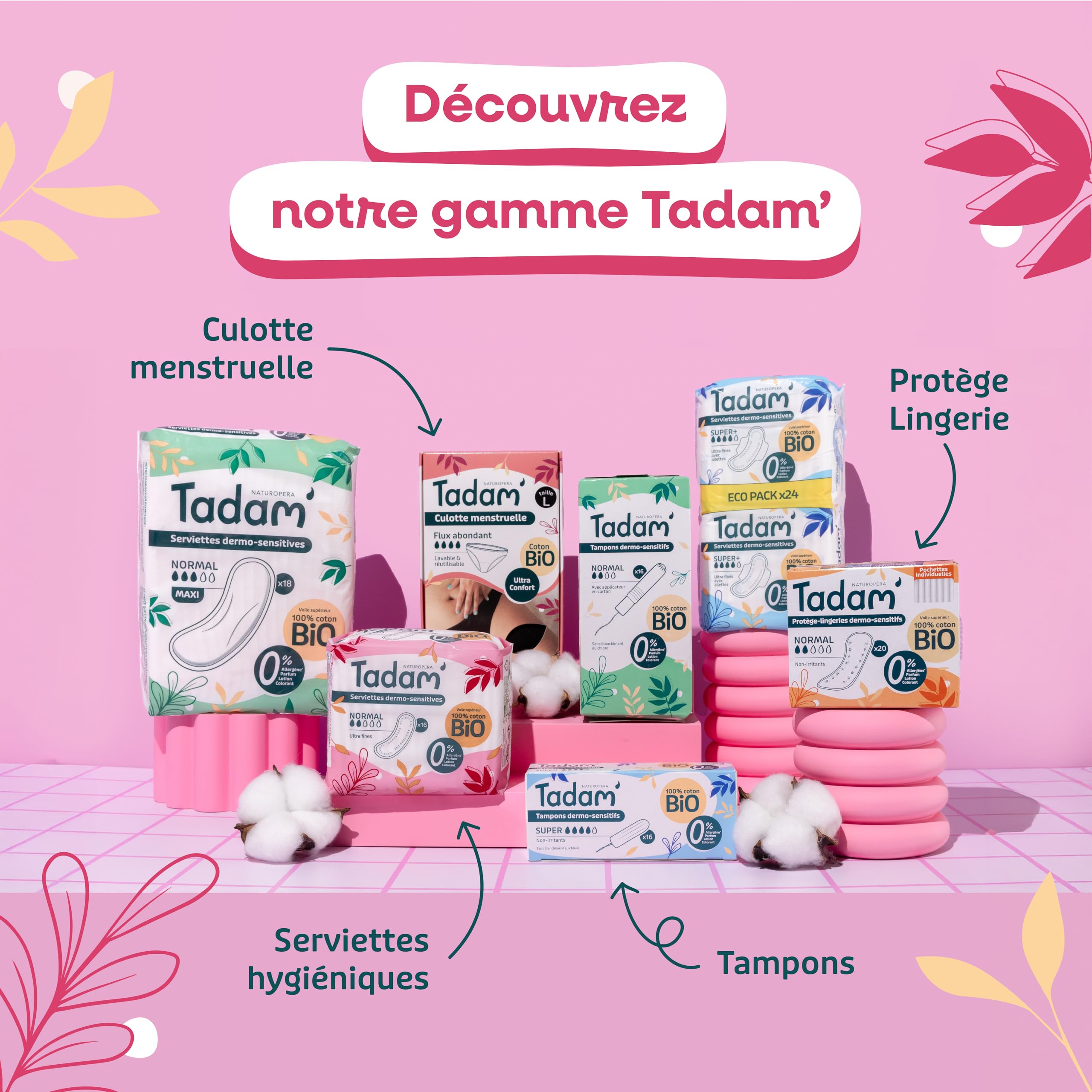 TADAM' - 8 Culottes Femme Incontinence Jour ou Post Partum, Absorption XXL, Taille L, Blanc, Discrètes, Confortables & Hypoallergéniques avec technologie anti-odeur.