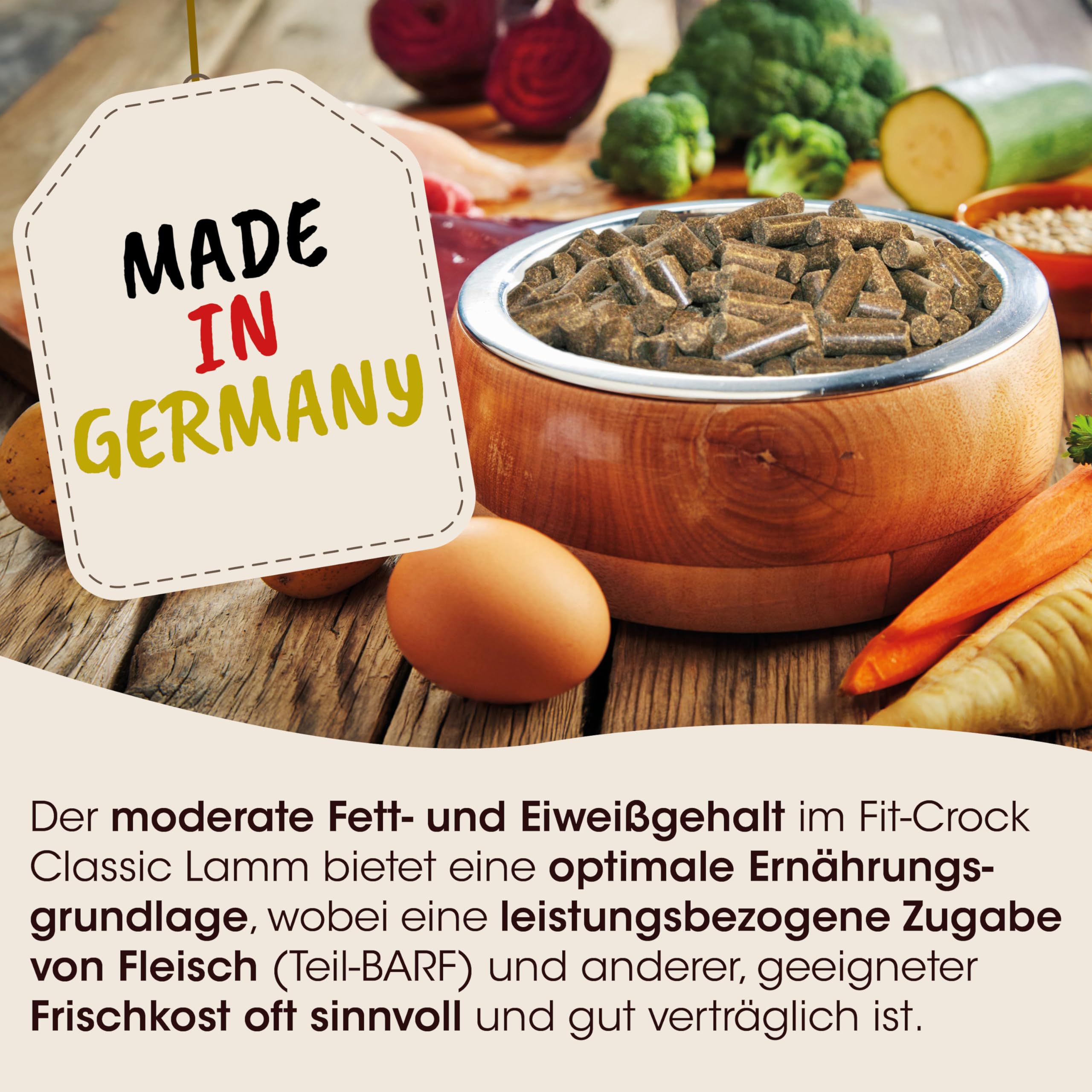 cdVet Naturprodukte Fit-Crock Classic Lamb Mini 10 kg - Cane - cibo - nutrizione appropriata - partbarf - senza glutine - promuove cappotto + pelle - ingredienti equilibrati - spremuto a freddo -