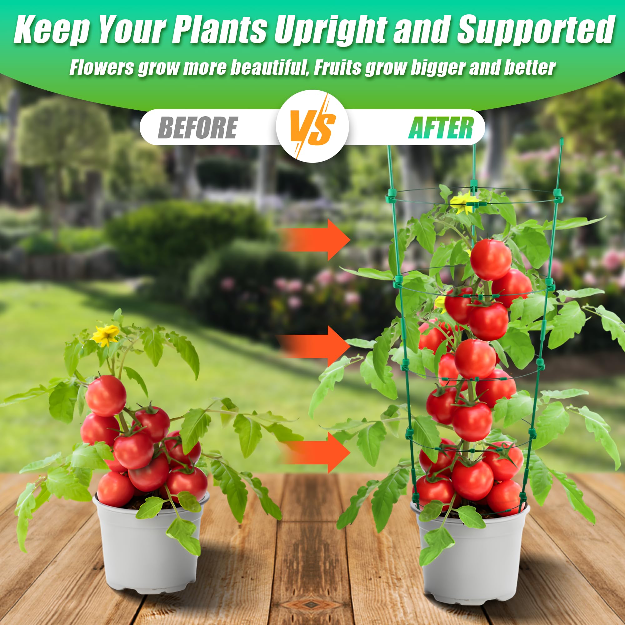 Sinimaka Gabbia per pomodori da giardino, confezione da 6 gabbie di supporto per piante di pomodoro, altezza regolabile da 130 cm, traliccio da giardino per verdure, piante rampicanti, pantaloni di