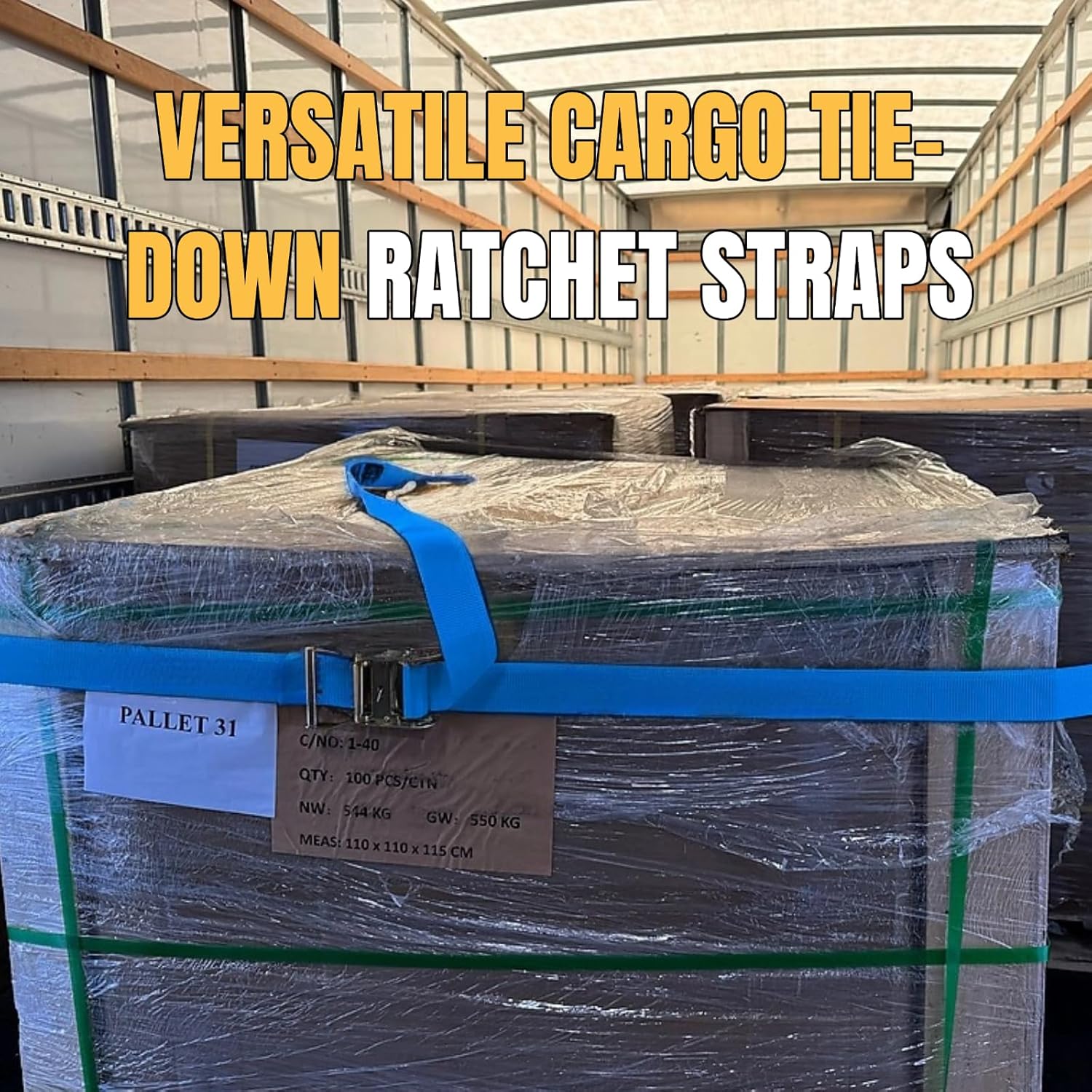 8 Pack E-Track Ratchet Straps 2''x 15ft 4400lb Break Strength 1466lb WLL Heavy Duty Tie Down Straps Polyester Webbing & Spring Fitting & Ratchets for Truck,Trailer,Cargo,Motorcycle,Furniture,Tire - Image 7