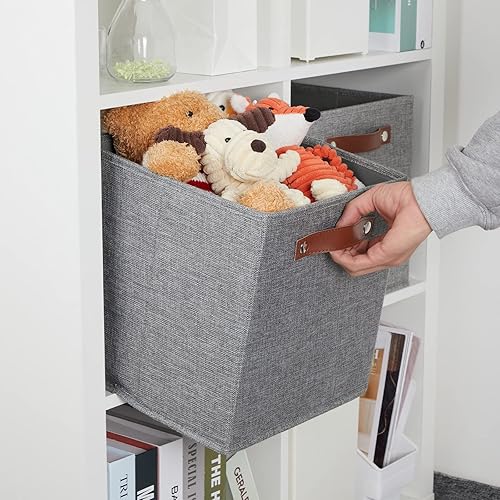 Miniatura 2 de DULLEMELO Contenedores de almacenamiento plegables de tela de 11 x 11 pulgadas para organizar estantes, cubos cuadrados de juguetes, ropa para