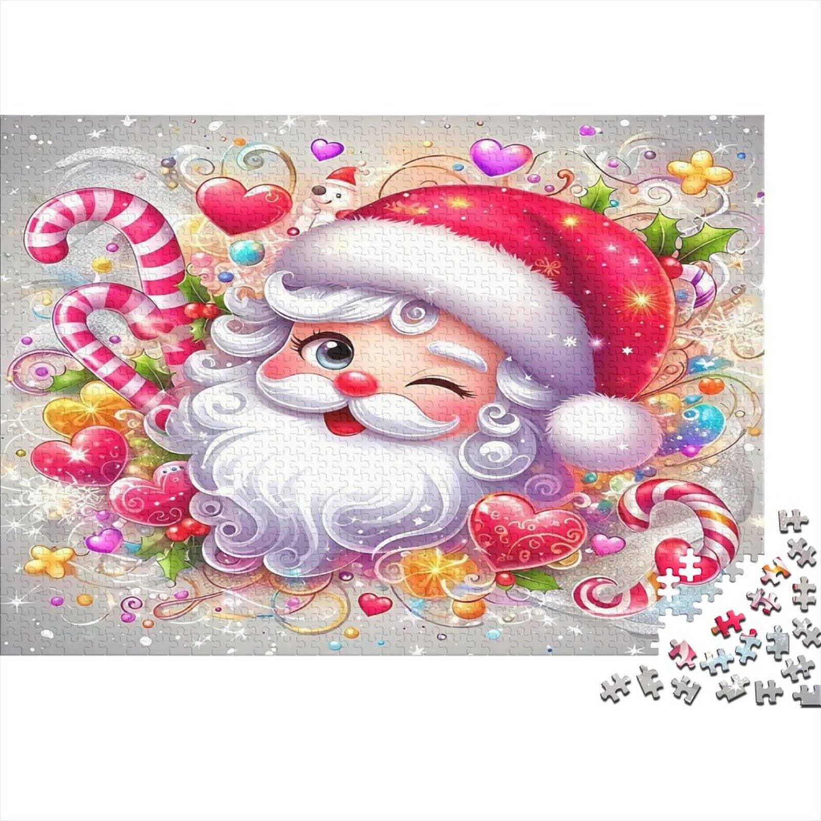 Santa Claus Jigsaw Puzzle 1000 Piece Jigsaw Puzzle Candy Puzzle Game for Adults Paper Relaxation Home Gift 38x26cm/1000pcs โ image 1
