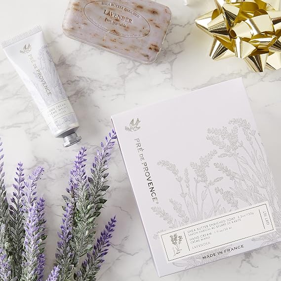 Pre de Provence Gift Set Collection 150 Gram Soap Bar & 1 fl oz Hand Cream, Lavender, (5319)