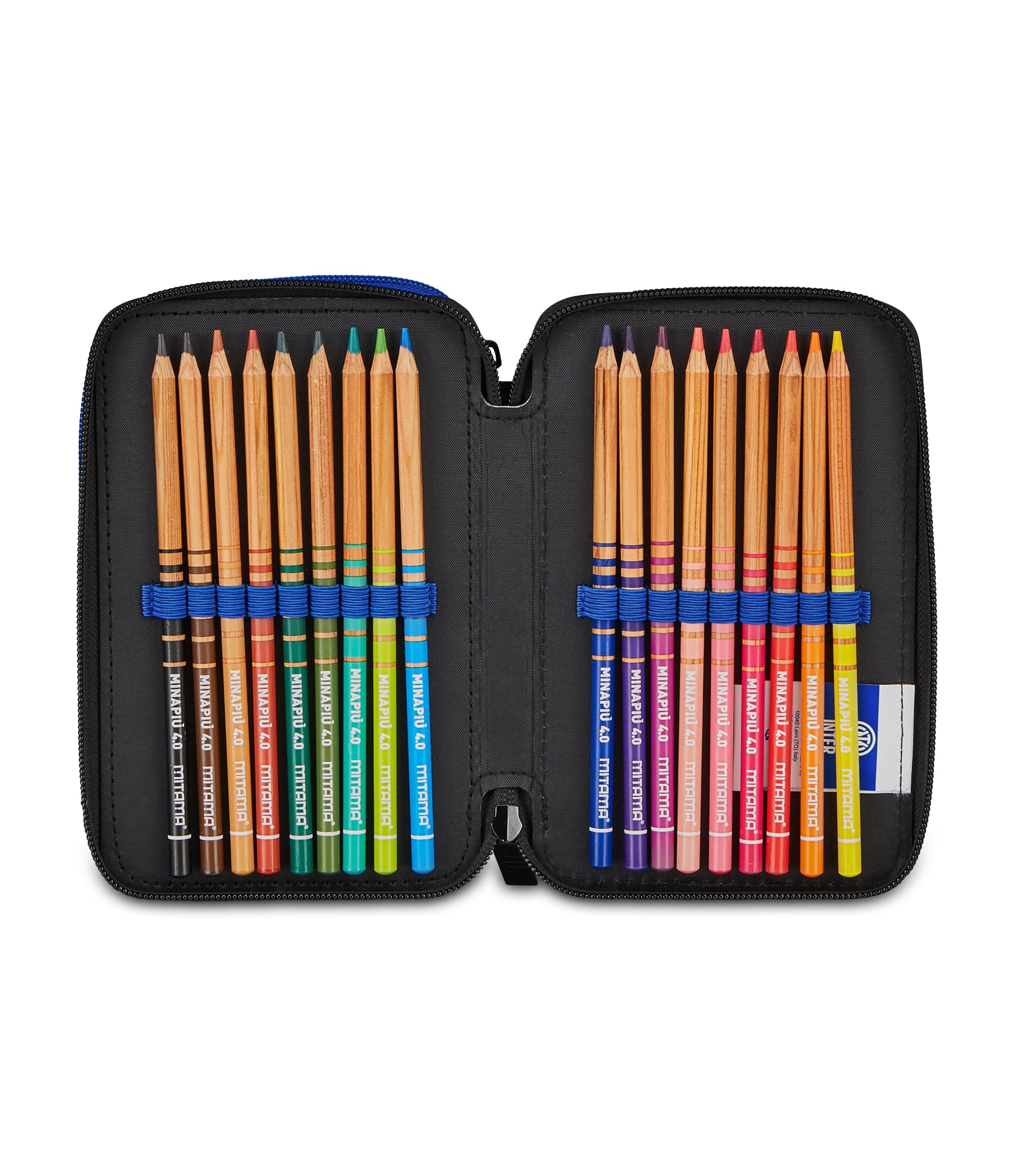 Seven Astuccio Scuola 3 Zip Inter, Blu, Triplo Scomparto, 45 pezzi, Set cancelleria, Zaino, Calcio, Prodotto ufficiale