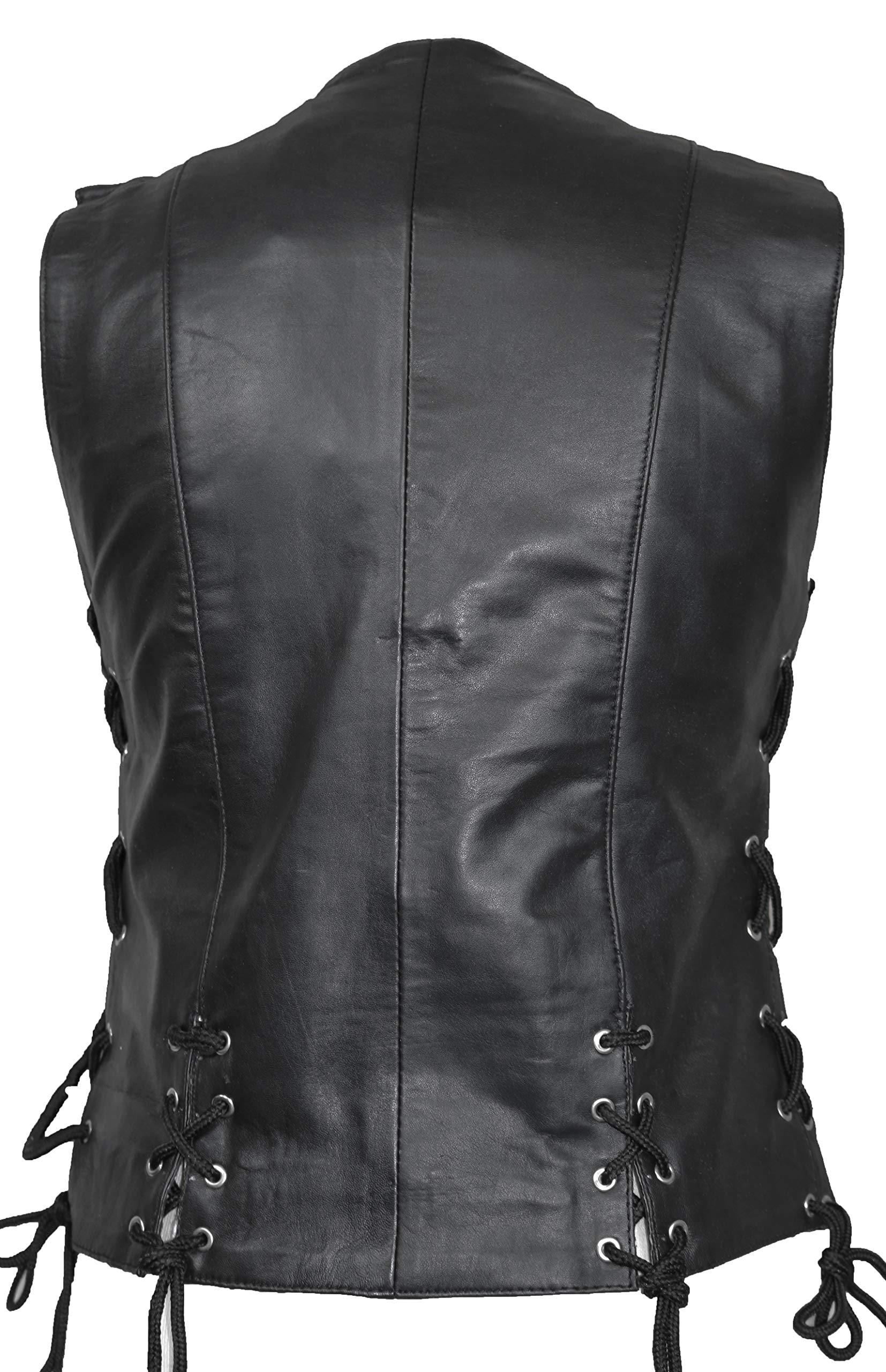 Damen Biker Lederweste mit Druckknöpfe