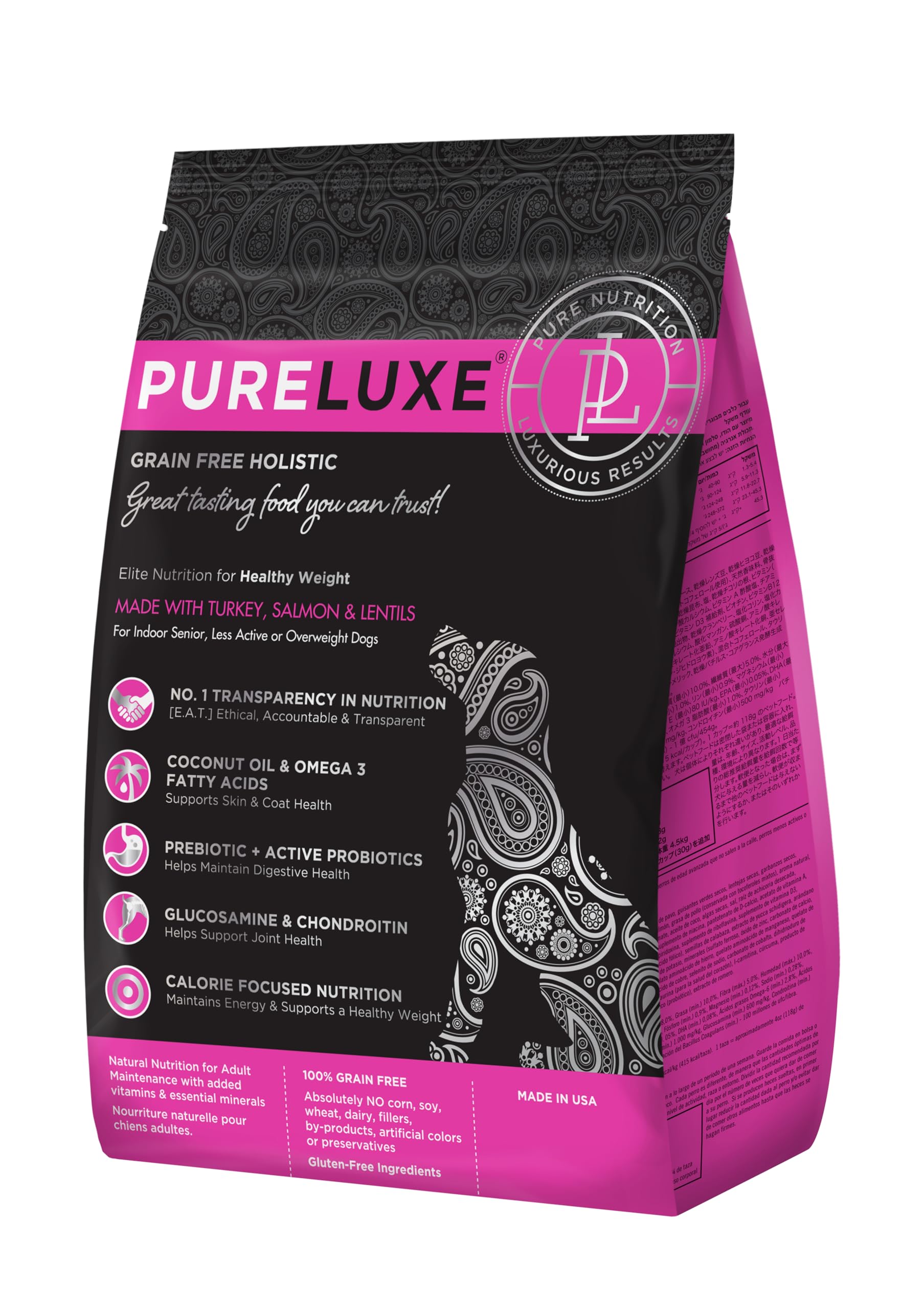 PURELUXE Grain and Gluten Free Dog Food, Healthy Weight Elite Nutrition