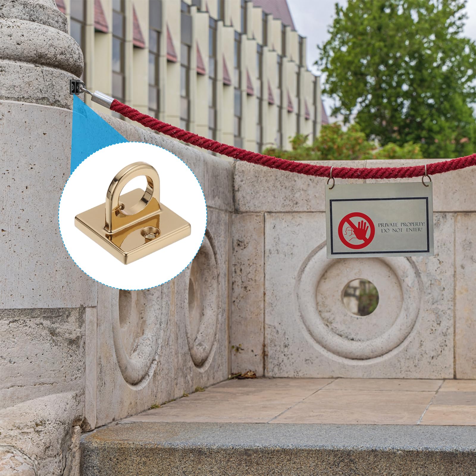 PATIKIL Pad Öse Platte U Haken 4 Packung Metall Decken Haken Wand Halterung Schlaufe mit Schrauben Hardware Ring Haken für Aufhängen von Seil An Warteschlange Absperrung Matt Golden