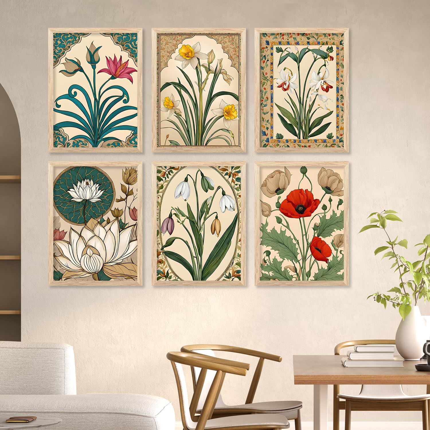 kotartPremium Digital Madhubani Art Paintings with Frame for Home Decor - Wall Painting for Living Room - Pack of 6 (10x13, painting for wall decoration)