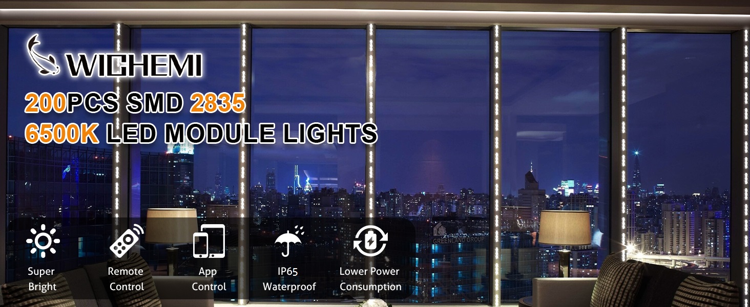 Image of WICHEMI 100ft Storefront LED Light Bluetooth APP Control LED Module for Signs Daylight White 6500K Storefront Lights 0.7W 12V DC 200PCS 2835 SMD Window Lights for Business Advertising Store Decor
