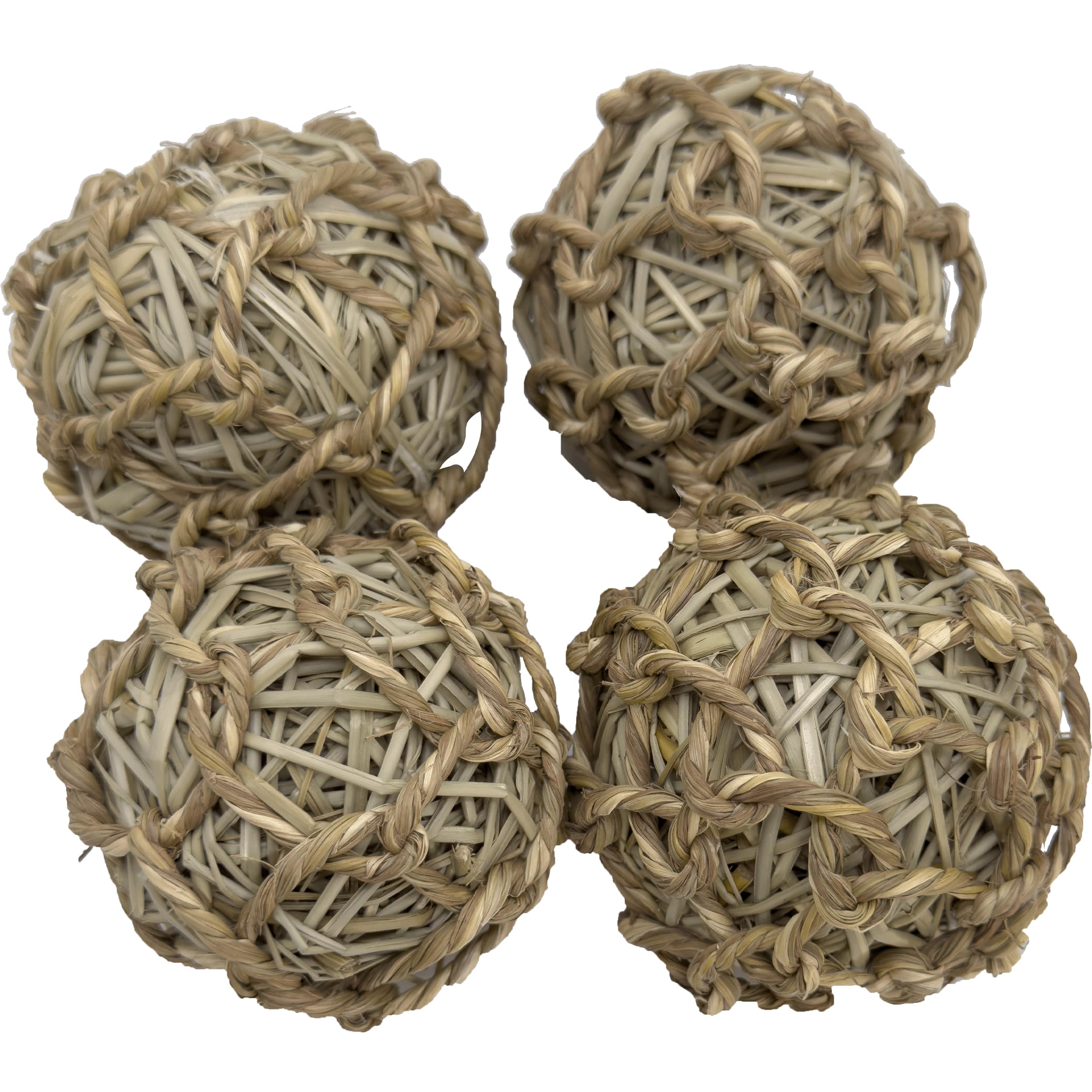 5017 Pk4 Seagrass Sphere Chewers – Handwoven Natural Foraging & Chew Toys for Parrots– Shreddable Bird Foot Toys – Enrichment & Cage Toys for Small & Medium Birds - Made with Natural Seagrass Strips