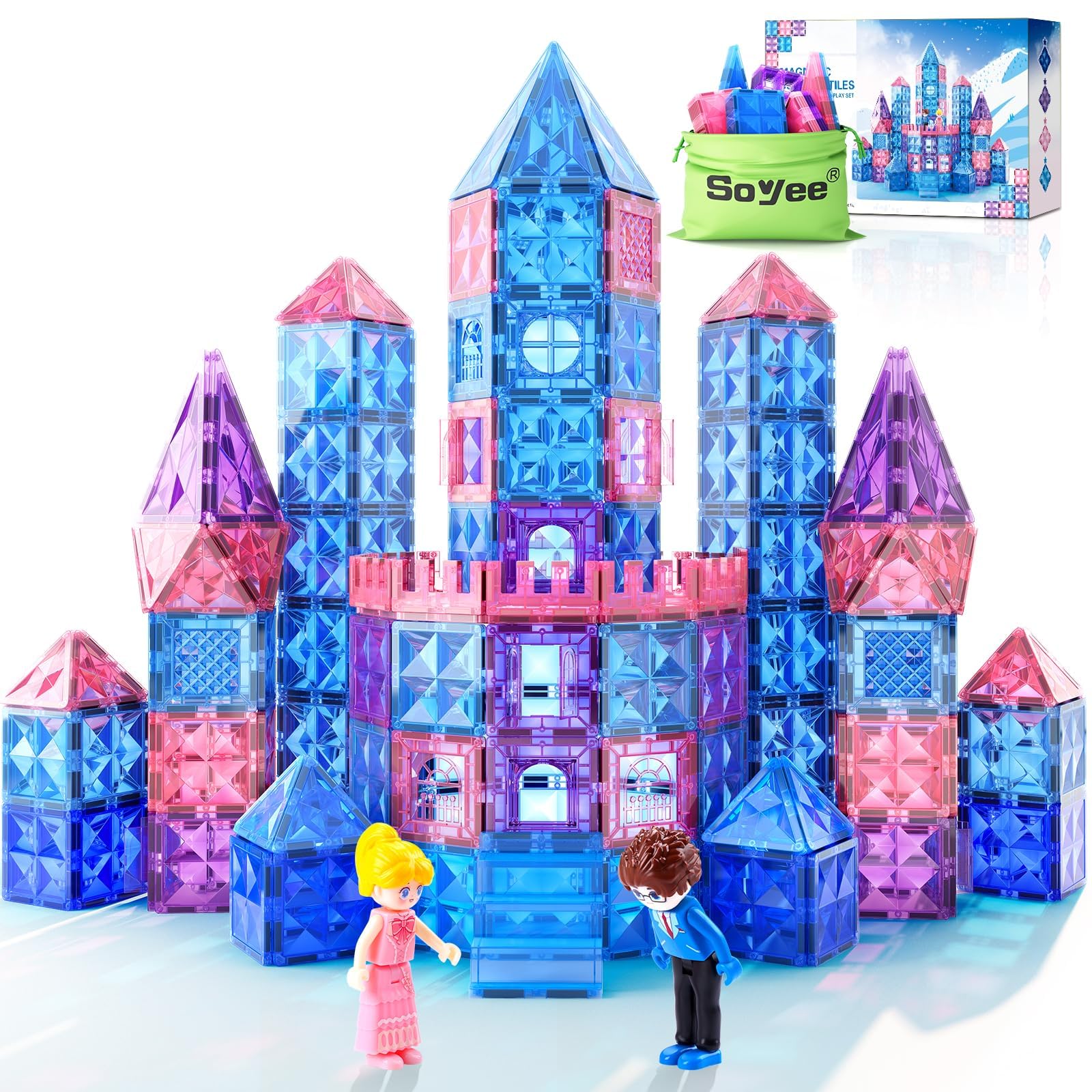 Soyee Diamond Magnetic Building Blocks - Princess Toys for 3-8 Year Old Girls & Boys - 3 4 5 6 Year Old Girl Birthday Xmas Present
