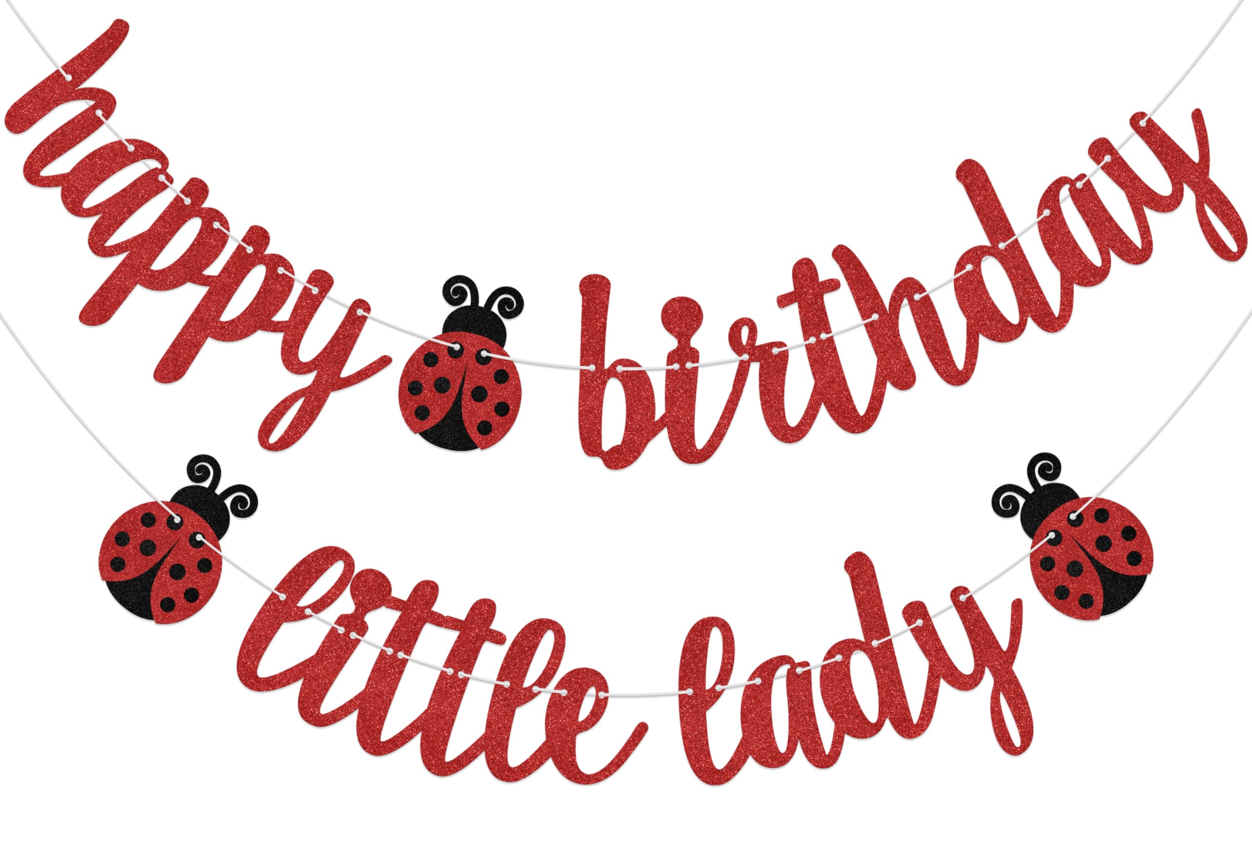 Aumccxz Happy Birthday Little Lady Banner Ladybug Birthday Decorations Lady Bug Baby Shower Decorations Red