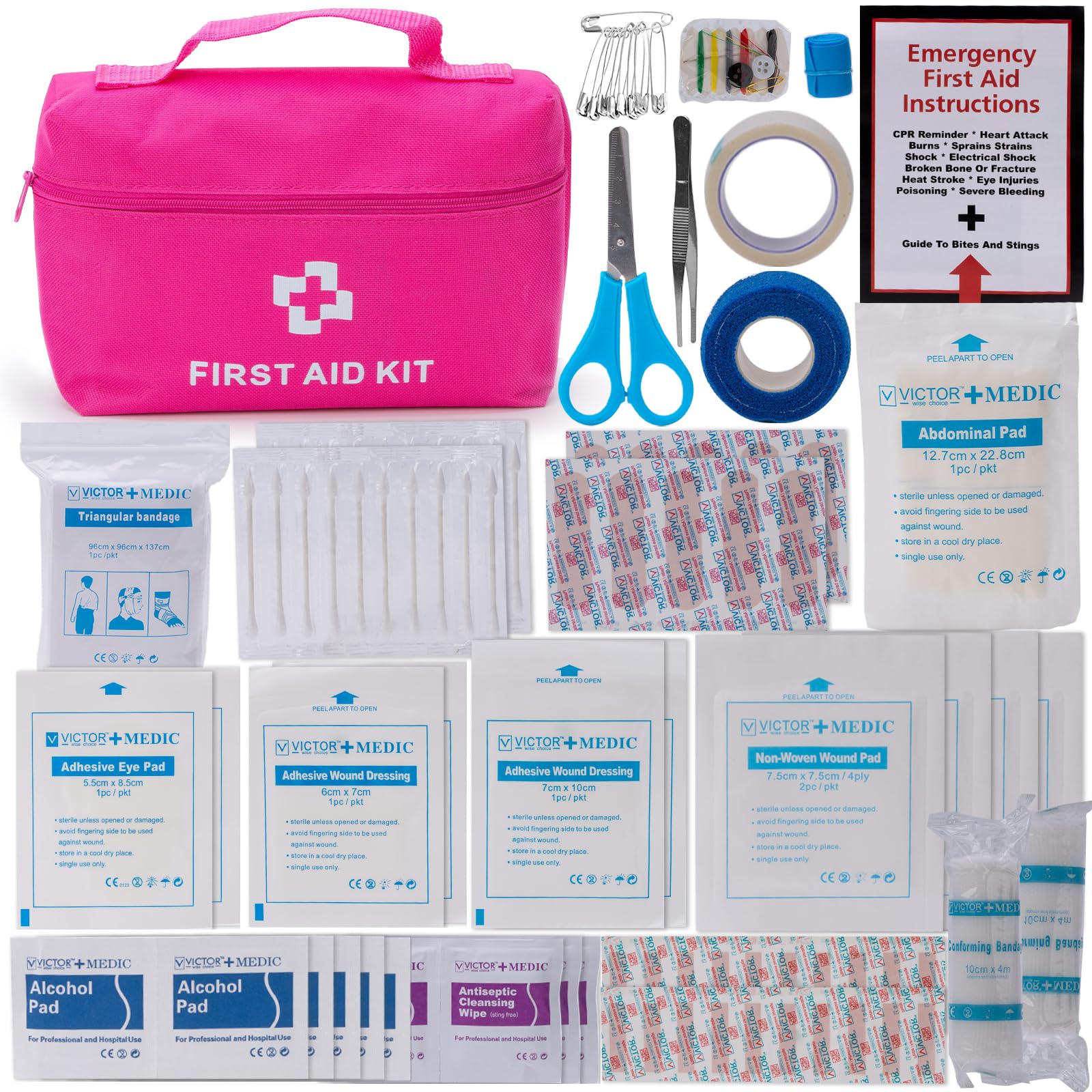 Kit di emergenza per auto da donna, kit di assistenza stradale di emergenza rosa con kit di sicurezza auto rosa, accessori per auto premurosi pronti per nuovi conducenti e avventurieri