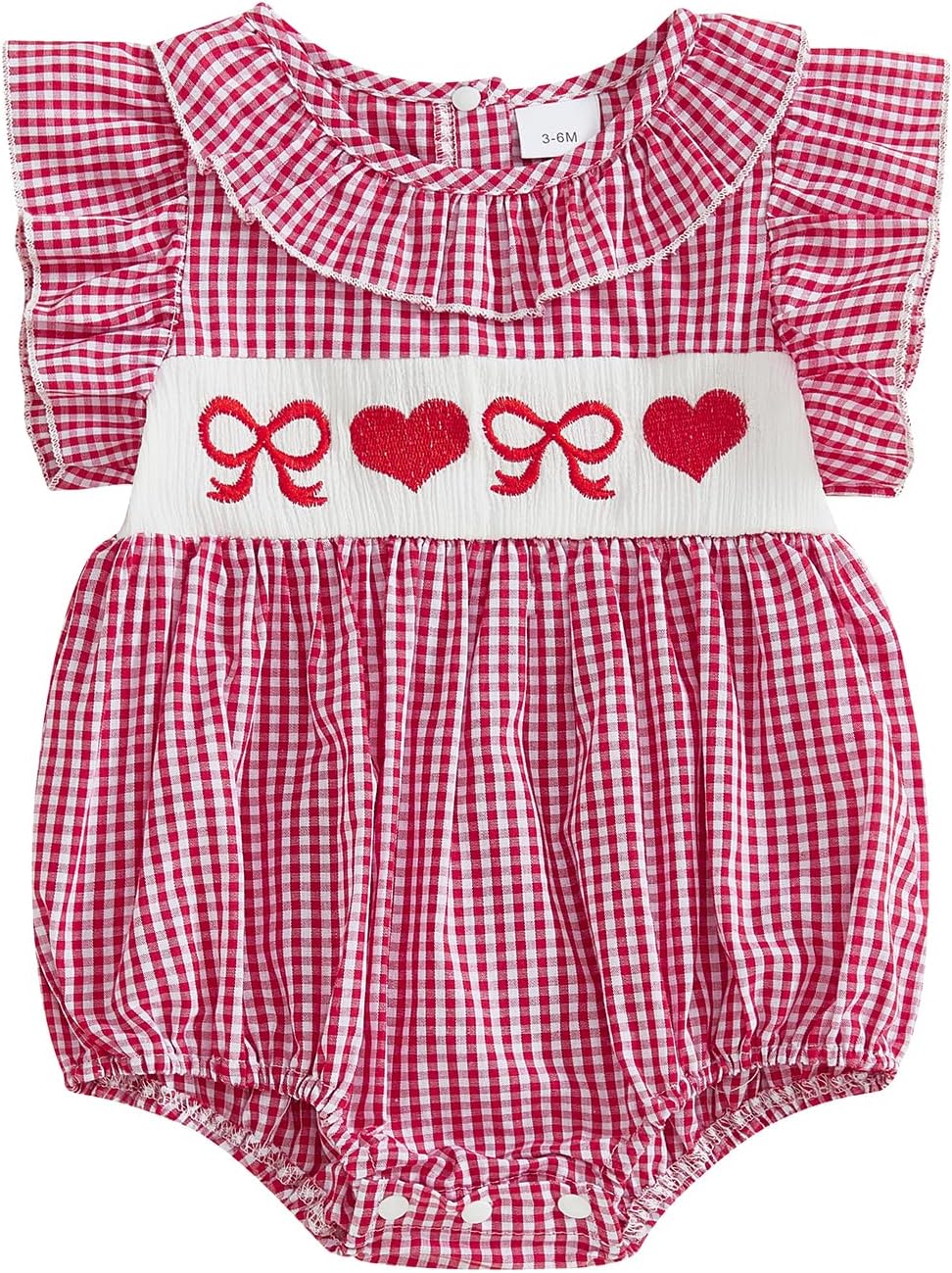 My First Valentines Day Baby Girl Outfit Infant Valentines Bubble Romper Love Heart Smocked Onesie Newborn Clothes