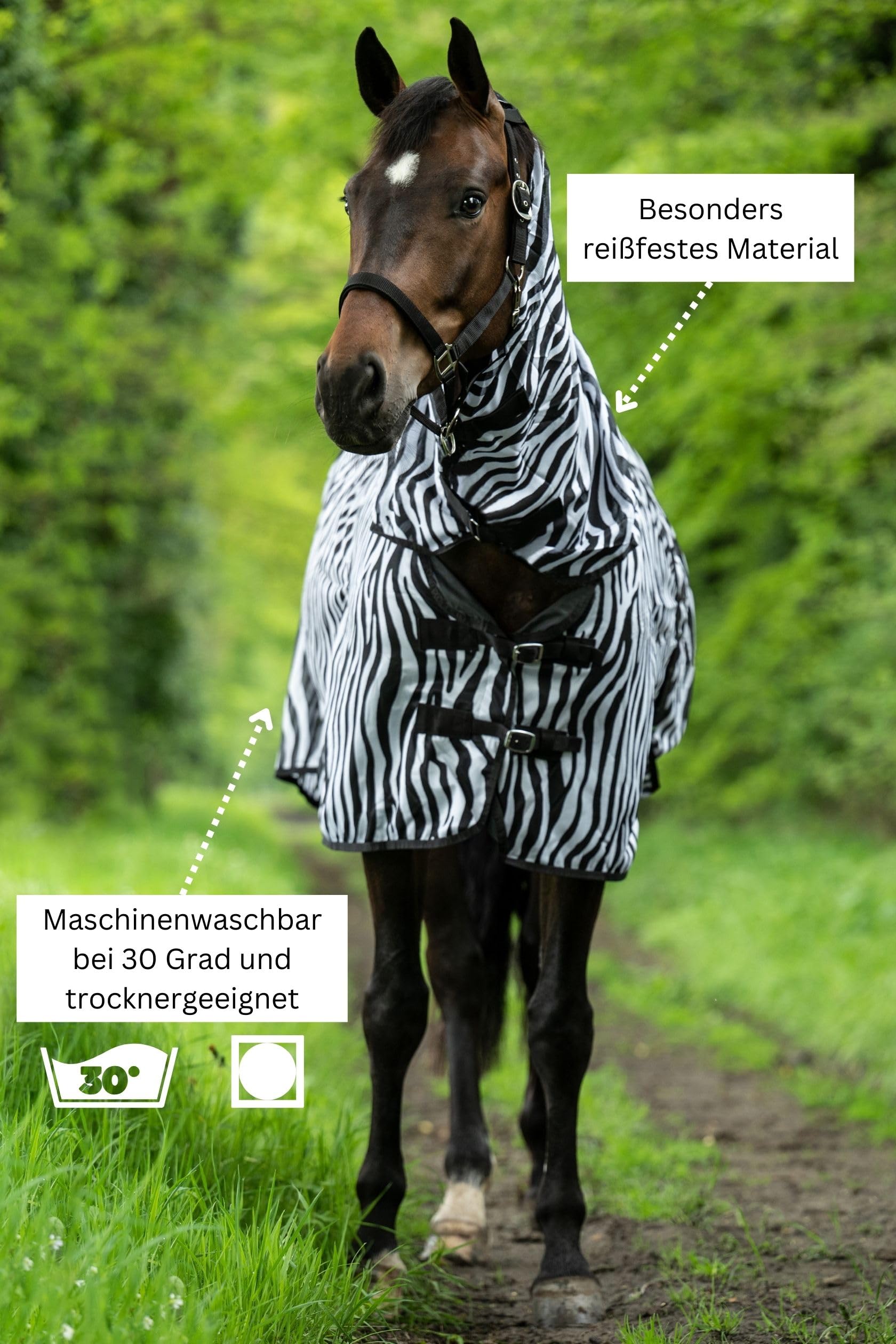 HKM 550686 - Coperta per mosche con collo zebra, misura M