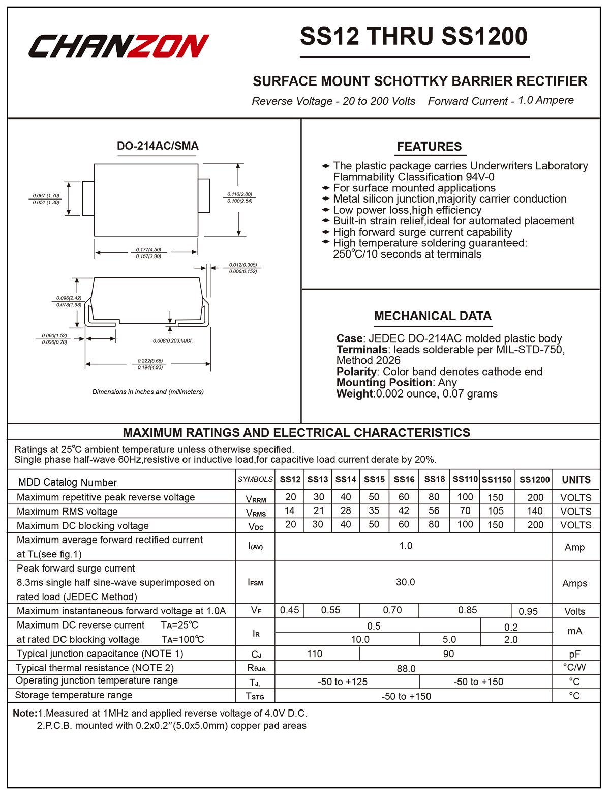 Confezione da 100 pezzi) Chanzon FR107 Diodo raddrizzatore Diodi Schottky a recupero rapido 1A 1000V 150-500ns DO-41 (DO-204AL) Diodi elettronici assiali 1 Amp 1000 Volt