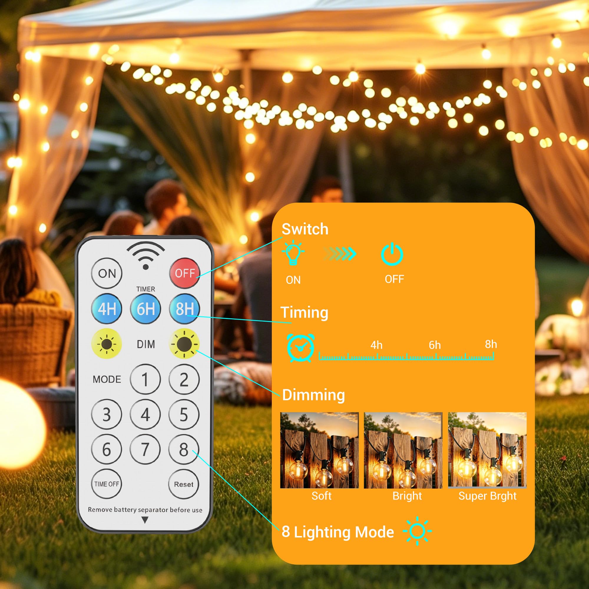 20M Guirnalda Luces Exterior Solar, 30+2 LED Luces LED Exterior Solares Jardin IP44 Impermeable, decoracion jardin exterior Enchufables 2700 K Blanco Cálido para Patio Jardín Cafe Fiesta