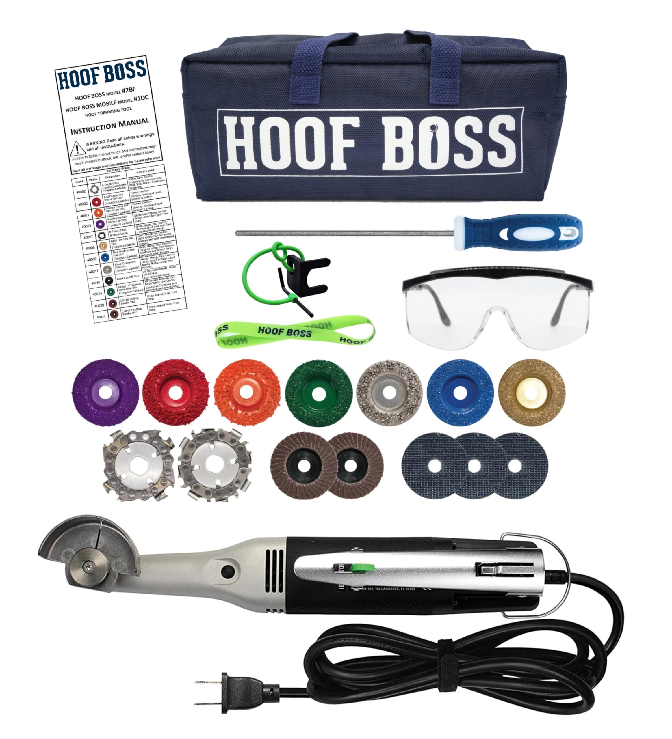 Hoof Boss Trim-It-All Hoof Care Electric Set – Versatile Hoof Trimming Tool for Goats, Horses, Sheep, Cattle, & Pigs – Durable, Lightweight & Easy-to-Use – Includes Multiple Discs & Accessories
