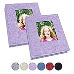 Vienrose Small Photo Album 4x6 Photos, 2 Pack Linen Cover Mini Photo Book, 26-Page Holds 52 Pictures, Artwork or Postcards Storage for Baby