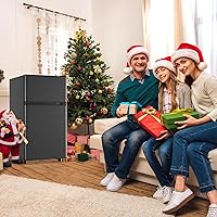 Vista 7 de WANAI 3.5 Cu.Ft Mini Fridge with Freezer, Compact Refrigerator for Office, Dorm, Apartment, 7-Level Adjustable Thermostat, 2 Removable Shelves and