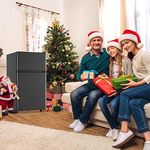 Miniatura 7 de WANAI Mini refrigerador de 3.5 pies cúbicos con congelador, refrigerador compacto para oficina, dormitorio, apartamento, termostato ajustable de 7