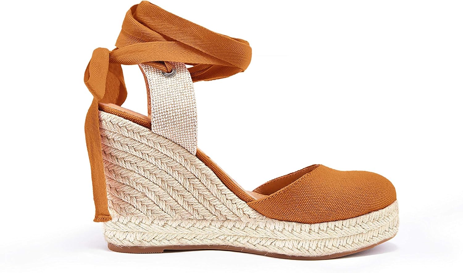 FISACE Womens Summer Espadrille Heel Platform Wedge Sandals Ankle Buckle Strap Closed Toe Shoes - Image 4