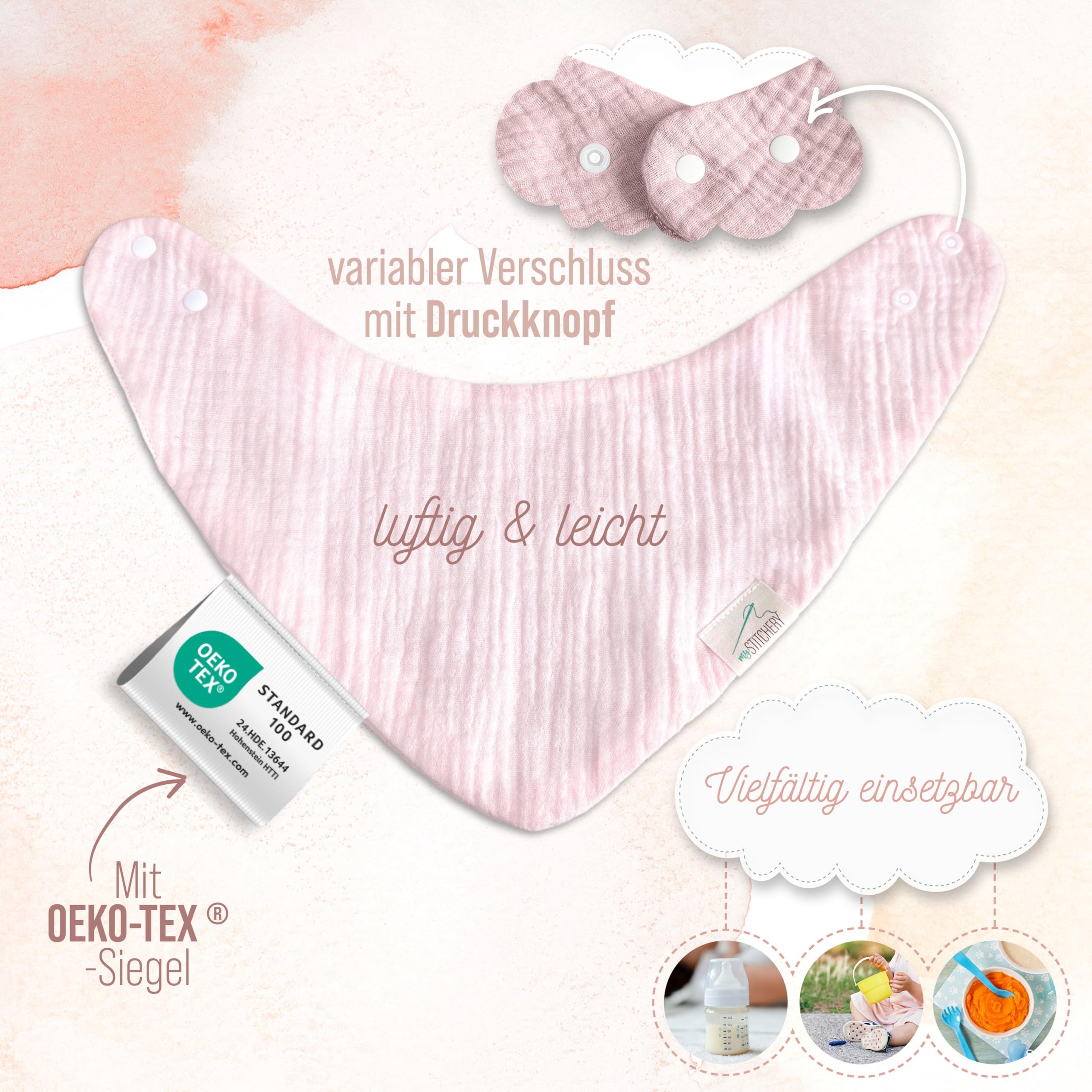 Newborn Baby Set mit Namen bestickt, Oeko-TEX® Standard 100 - Personalisiertes Geschenk Set 3-teilig für Neugeborene aus weichem Musselin (Rosa, Personalisiert)