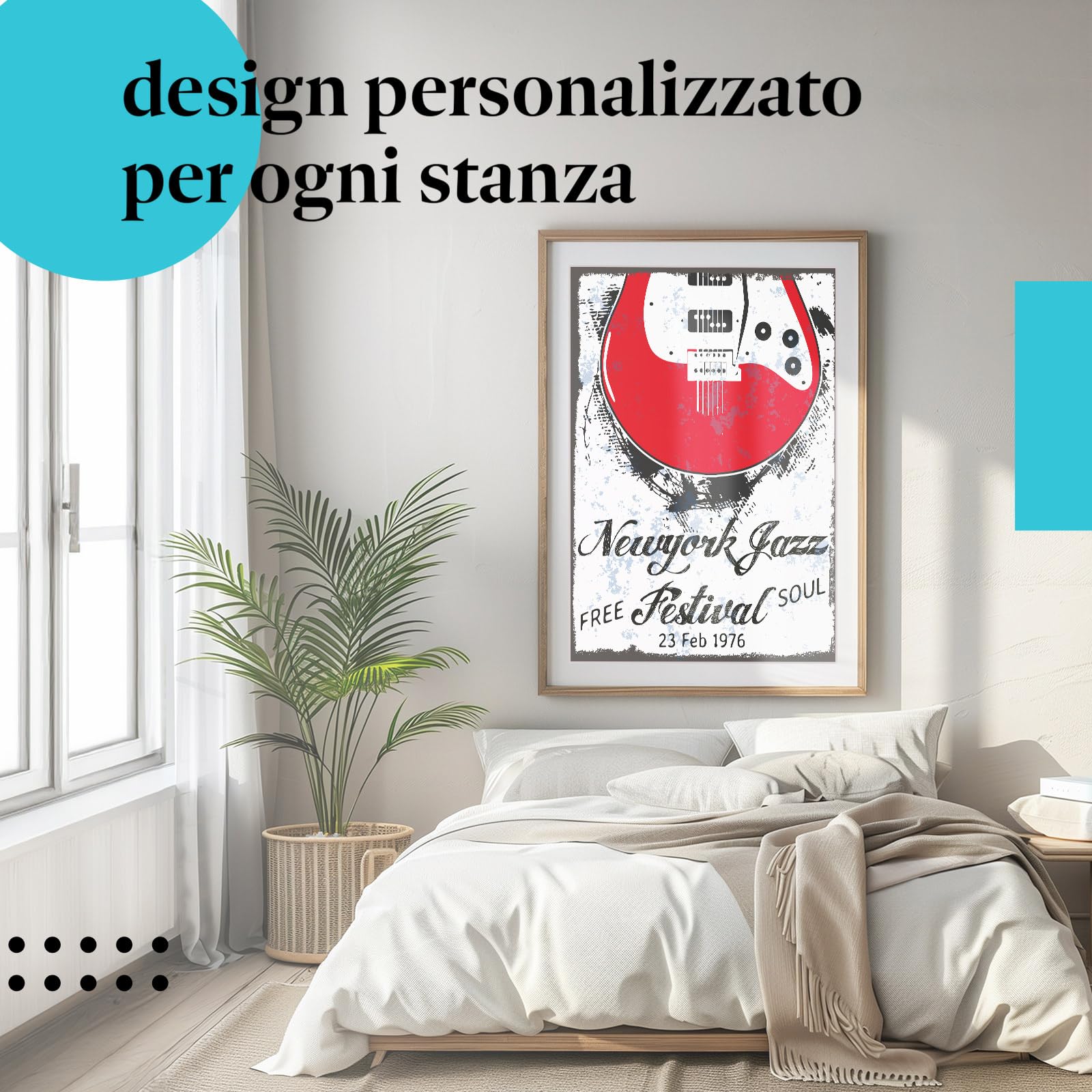 Postereck - 2158 - Poster New York Jazz Festival, chitarra musica USA - Stampa con Scritta, Decorazione da Parete, Quadri, Ideen Regalo - Tela - 100,0 cm x 75,0 cm