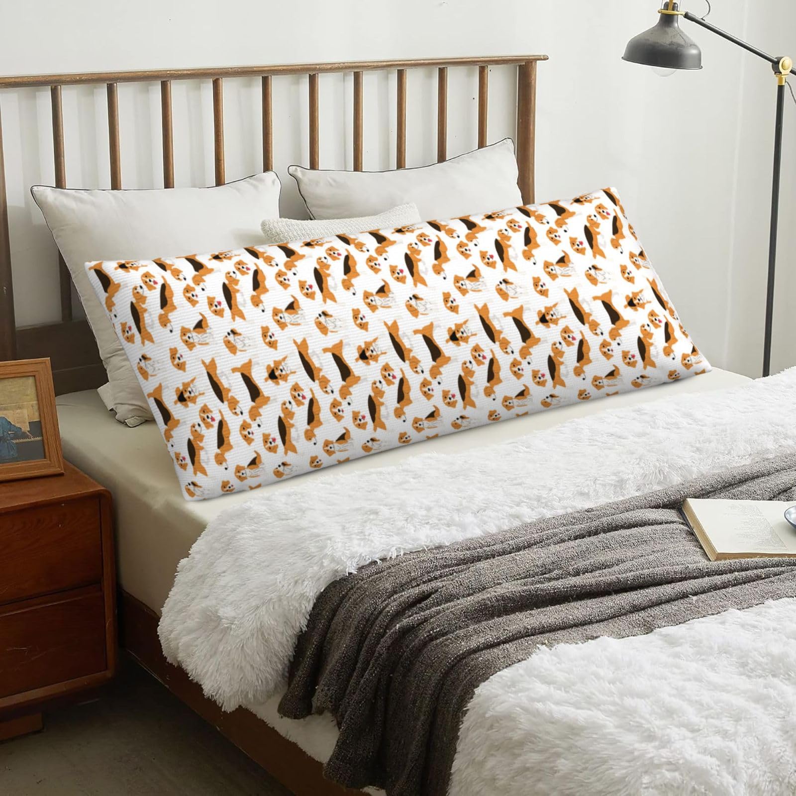 Beagle Dog, Body Pillow Cover with Zipper,Long Body Pillowcase 20 x 60 in