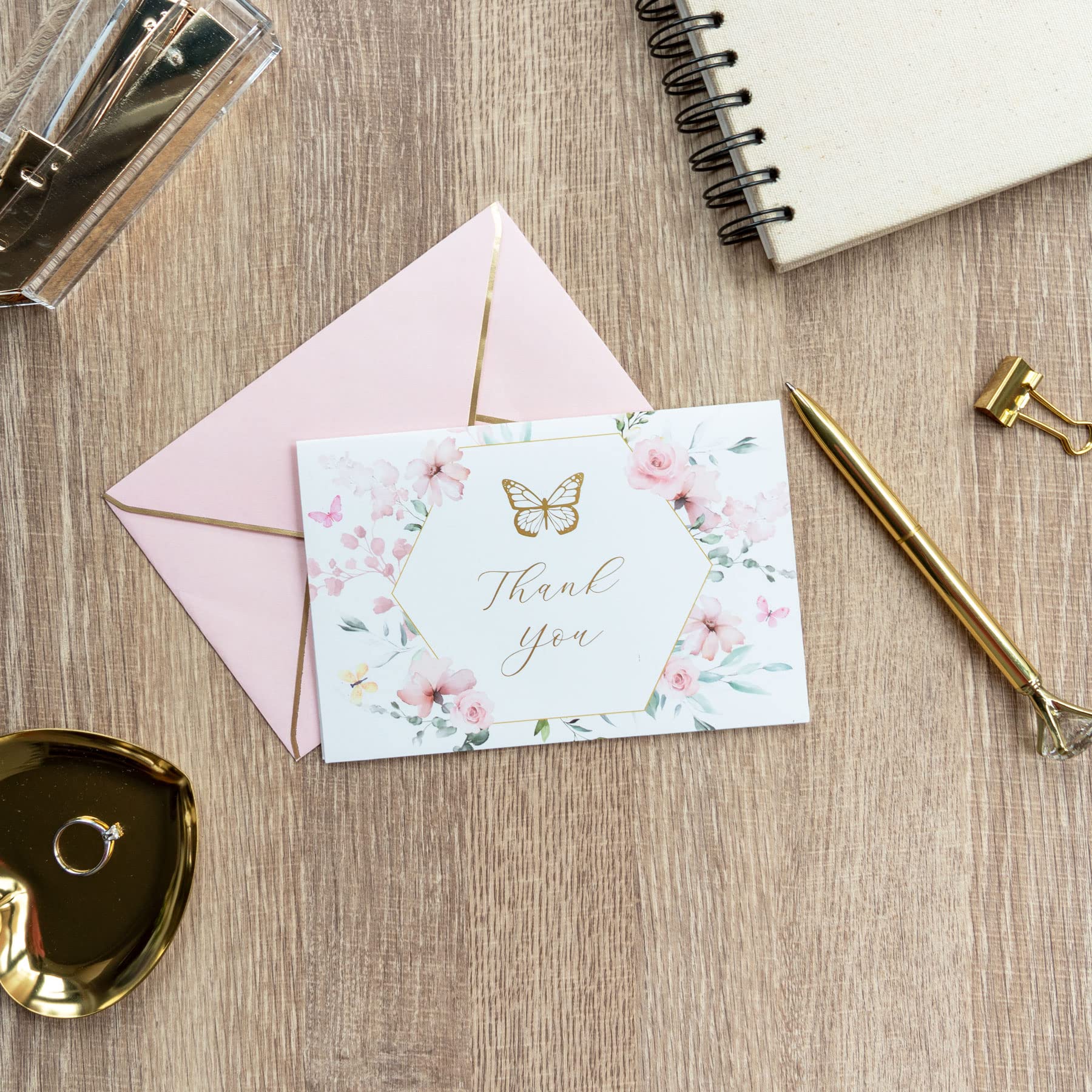 Delicato Verde Biglietto Di Ringraziamento, Matrimonio Monogramma