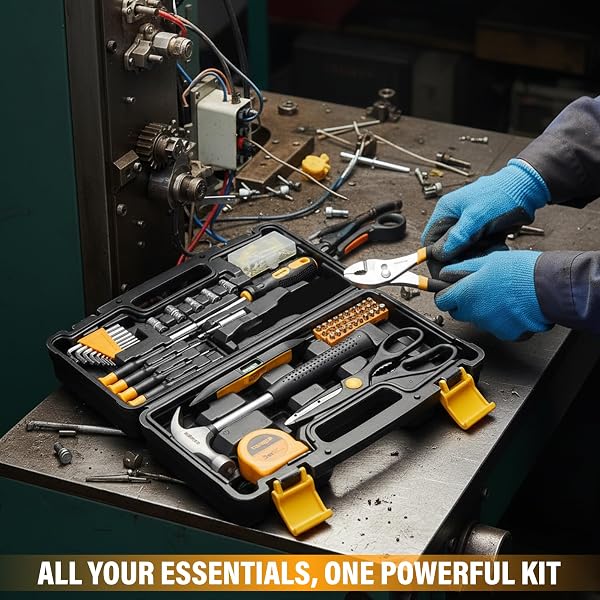 134-Piece Tool Kit – Home & Car DIY Hand Tools Set with Hammer, Hex Keys, Screwdrivers, Sockets, Measuring Tape, Fasteners & Tool Box – Complete Repair & Maintenance Set - 3
