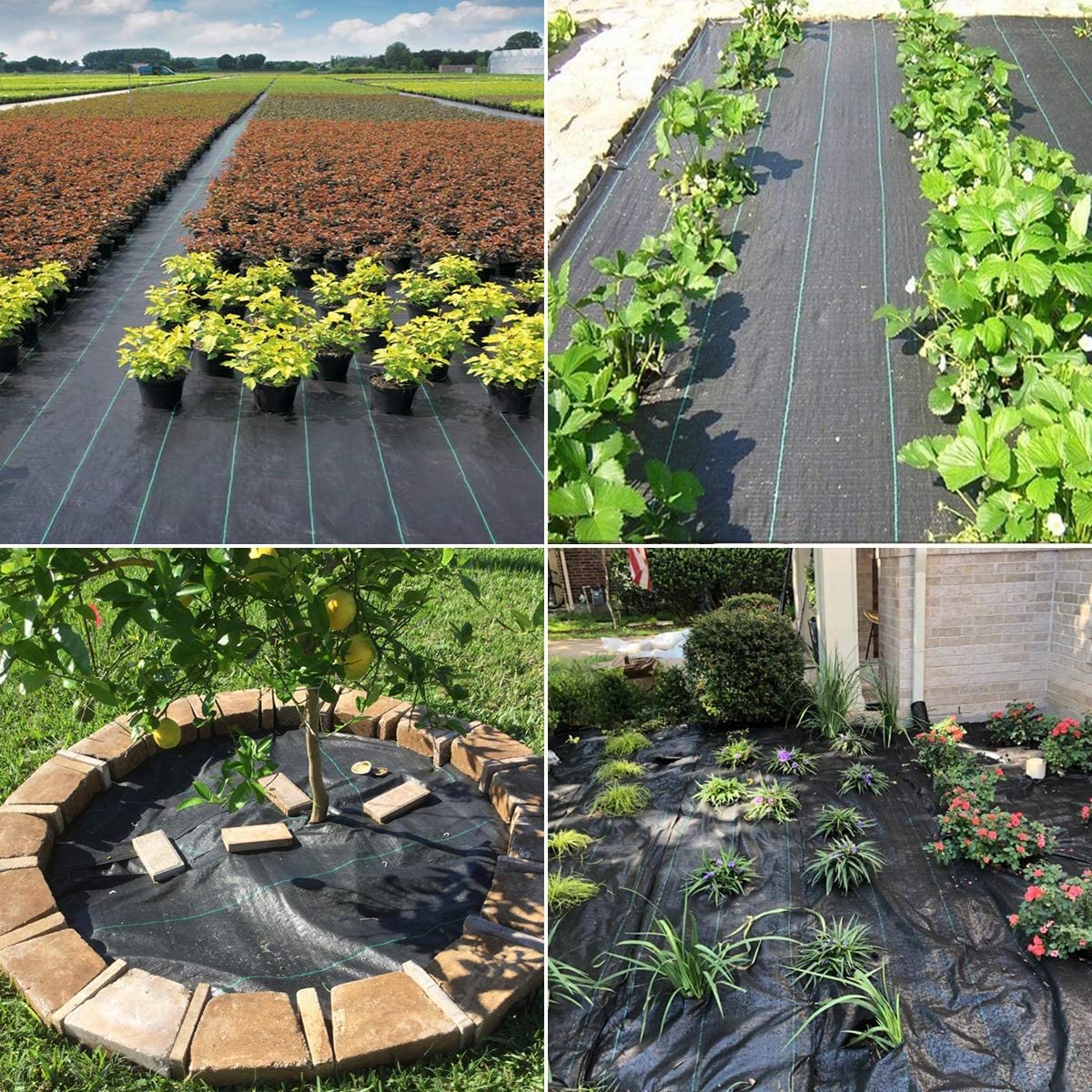 Tela de barrera de malas hierbas resistente de 6 x 50 pies, cubierta de suelo de 3.2 onzas, tapete de jardinería, tela geotextil tejida para base, tela comercial para entrada