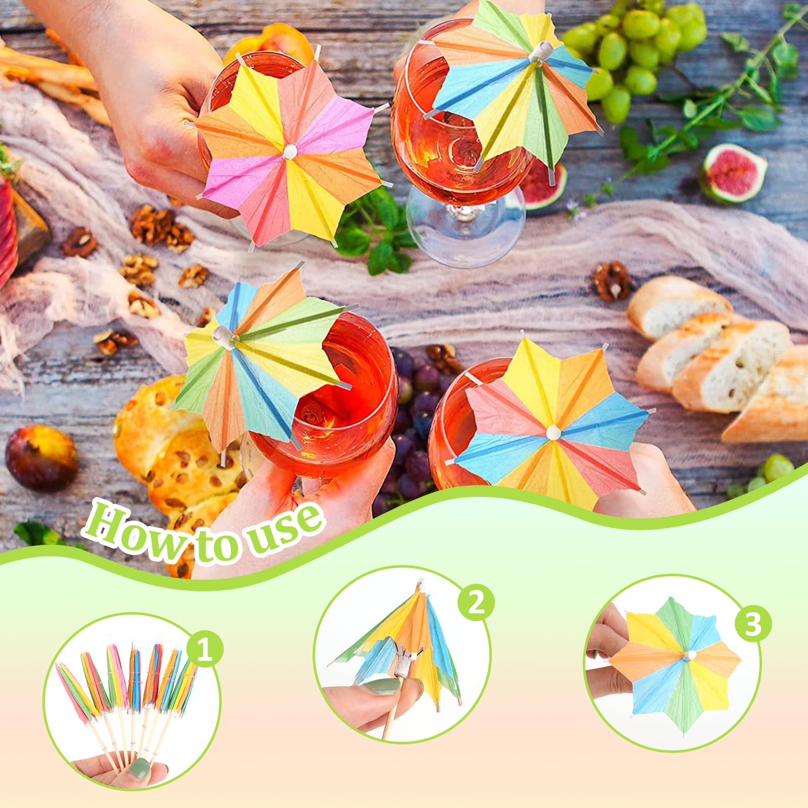 100-teiliges Cocktail Deko Set - Tropische Schirmchen & Spieße Für Partys