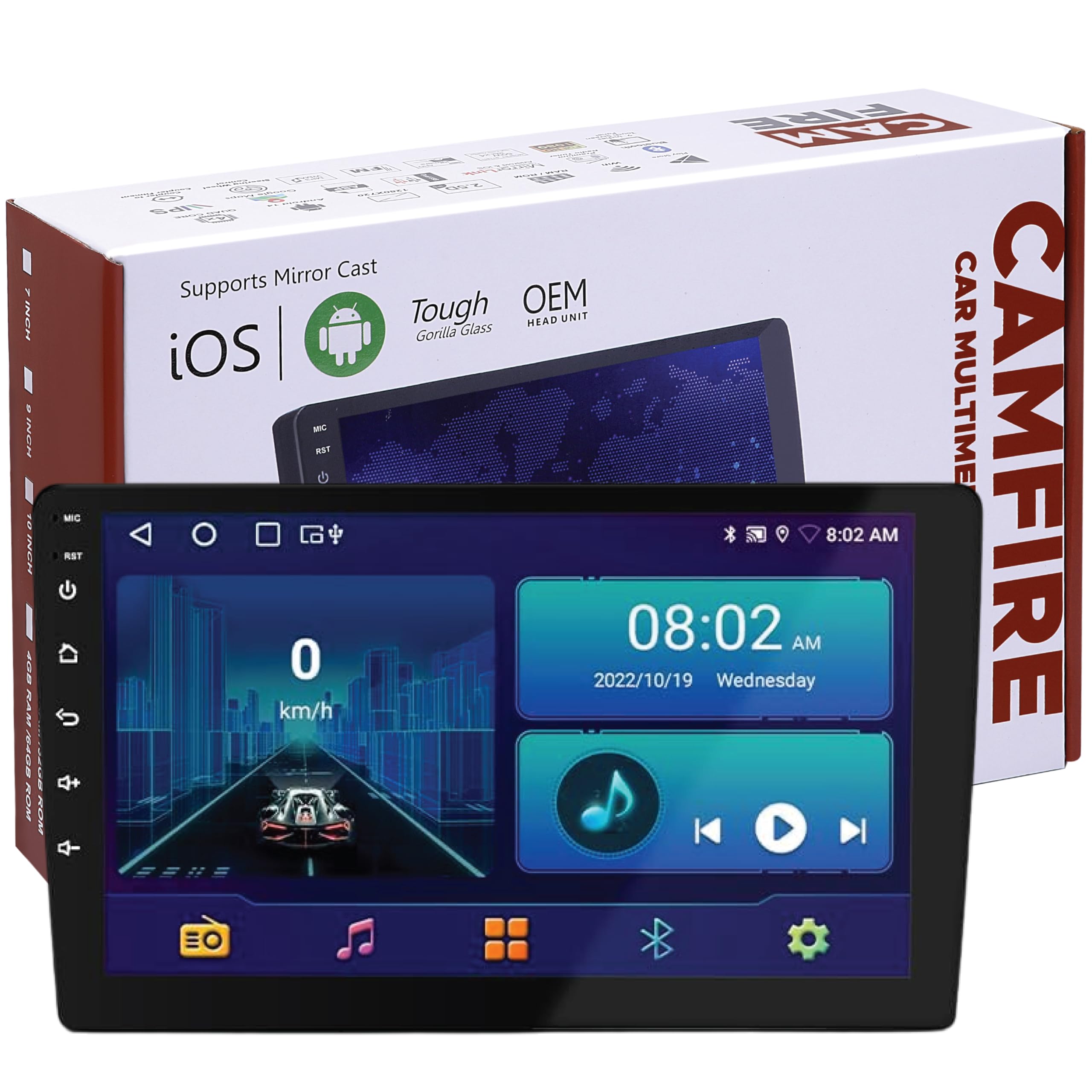 9 Inch HD Display Double Din Stereo Player 13 Android Wireless Android Auto Gorilla Glass IPS Display Car Stereo Flashing TS9 2GB RAM 32GB ROM for All Cars