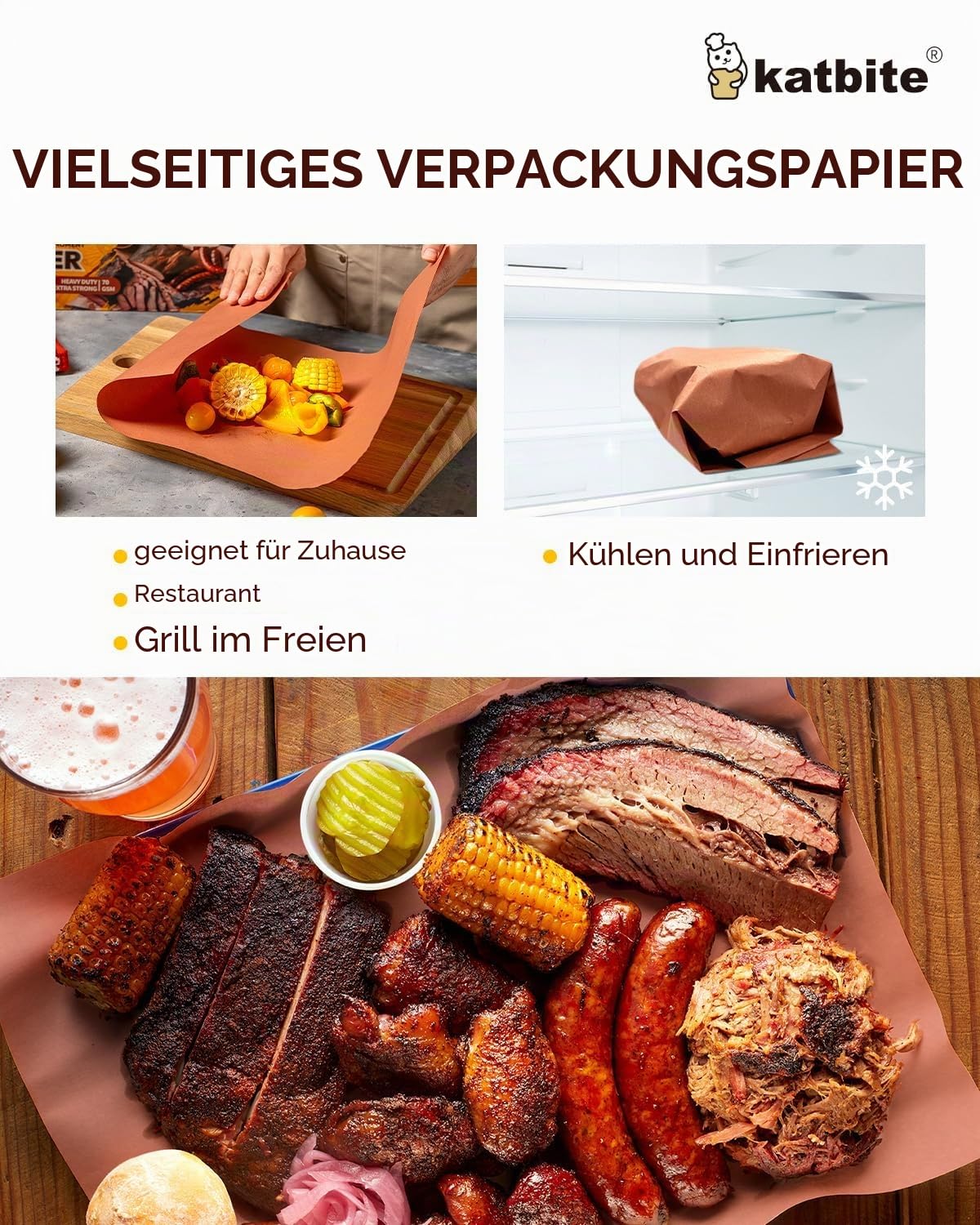 Katbite Butcher Paper, Metzgerpapier Pink, 45 cm x 60 m, ungebleicht, ungewachst, unbeschichtetes Metzgerpapier für Sublimation, mit Spenderbox, rosa Metzgerpapier für Raucher