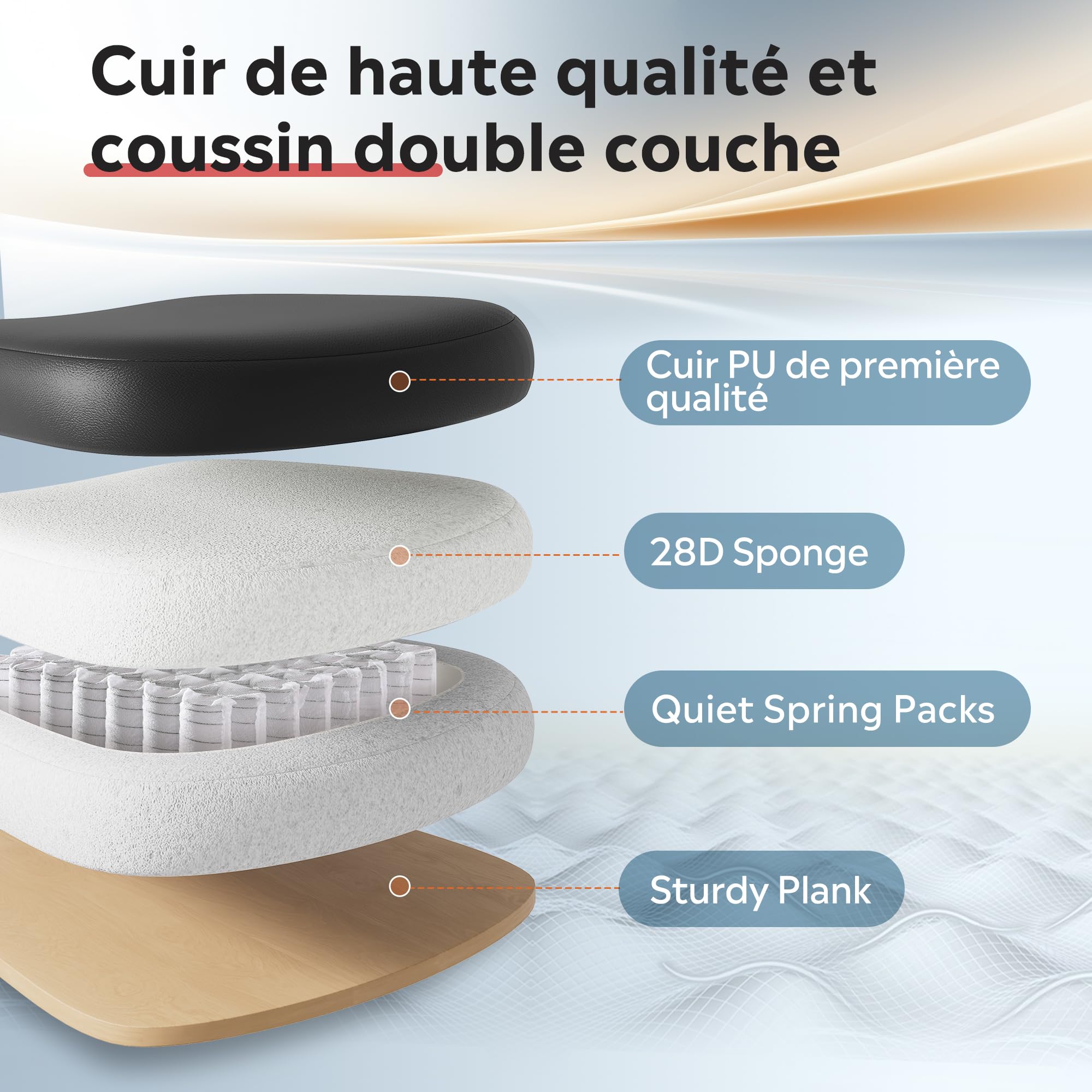 DEVAISE Silla de Oficina Ejecutiva, Silla ergonomica Escritorio Inclinable de 90° a 145°, Altura Ajustable con Reposacabezas, Soporte Resistente hasta 180 kg, Negro
