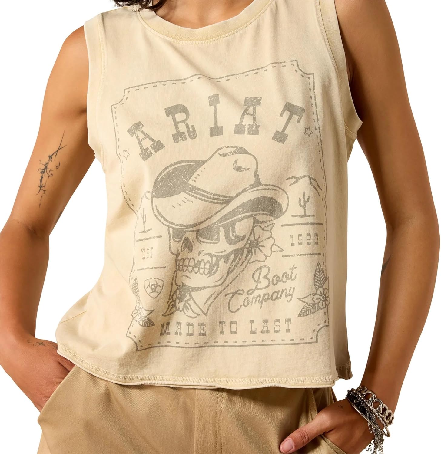 ARIAT Women's Wanted Skull Cowboy Tank