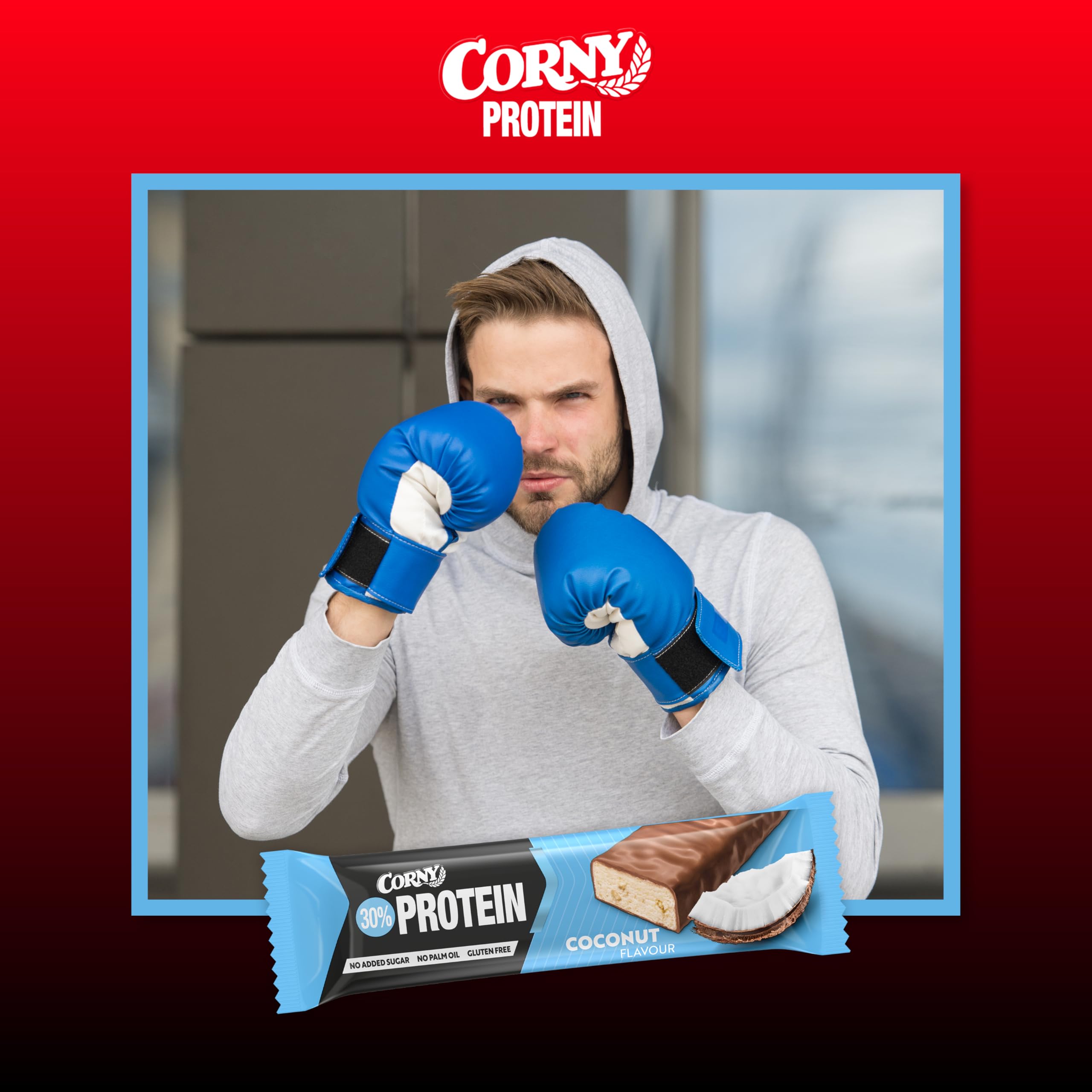 Barres protéinées, Corny Protein,Chocolat et Coco,13,5 gr de protéines, 0% de sucres ajoutés, Pack de 18x50g, Taste the Power