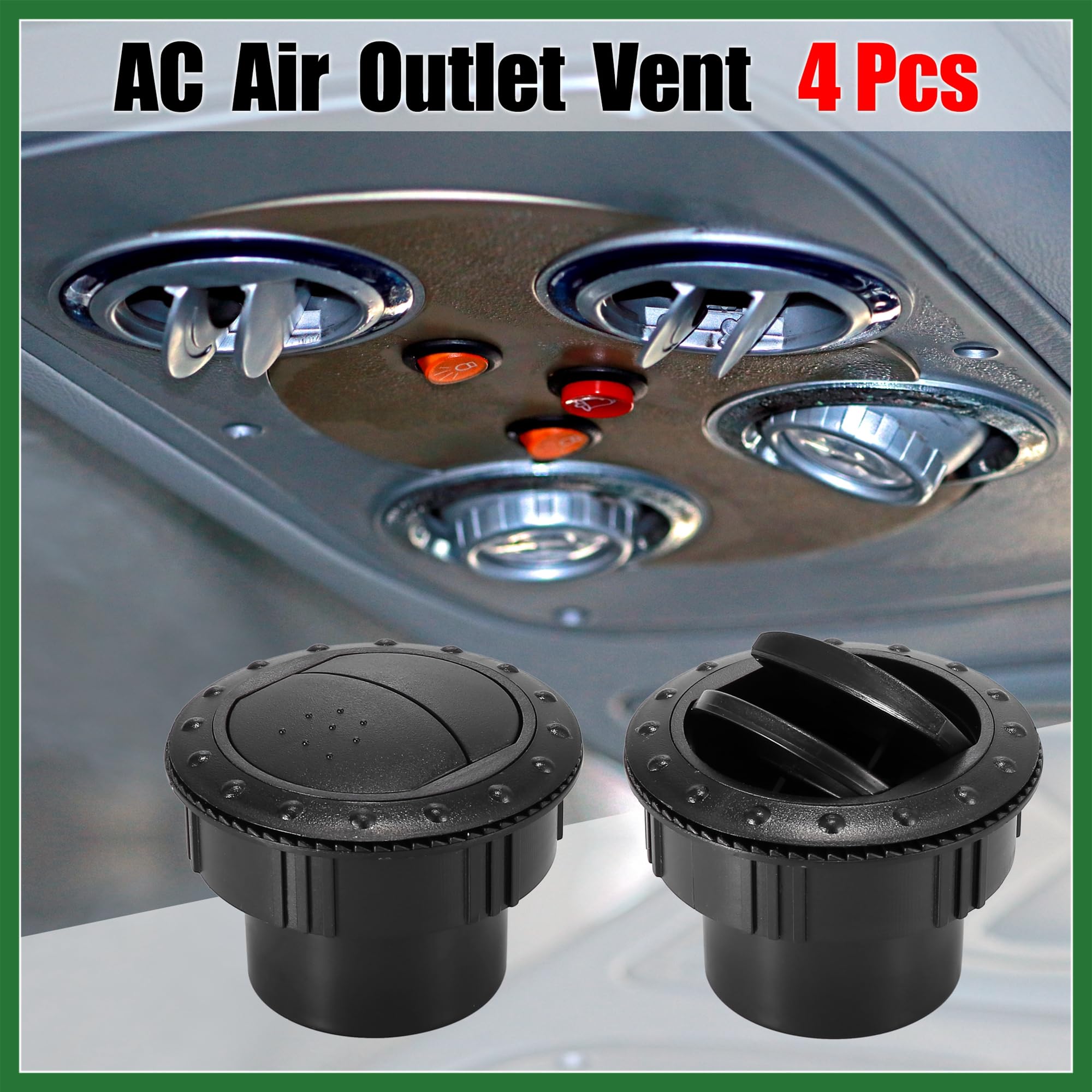 Motoforti 4Pcs AC Air Outlet Vent Louvered Knob for RV Bus Boat Yacht 60mm Long-lasting, Black, 5.3x7.1cm / 2.09"x2.80"(H*D) - Image 4