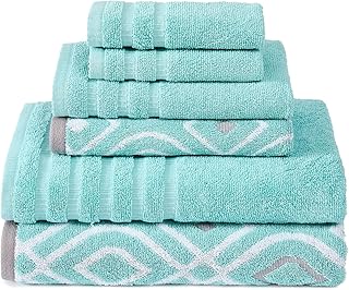 Modern Threads Oxford 6-Piece 100% Cotton Towel Set – Yarn Dyed Jacquard...