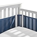 BreathableBaby Breathable Mesh Liner for Full-Size Cribs, Classic 3mm Mesh, Navy (Size 4FS Covers 3 or 4 Sides)