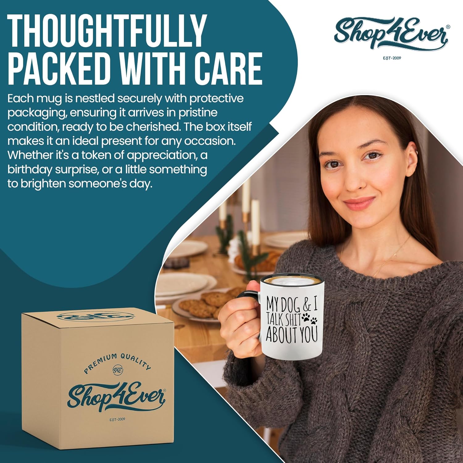 shop4ever My Dog & I Talk About You Ceramic Coffee Mug Tea Cup, Funny Gift for Dog Dad Dog Mom Gift 11 oz. (Black Handle) - Image 6