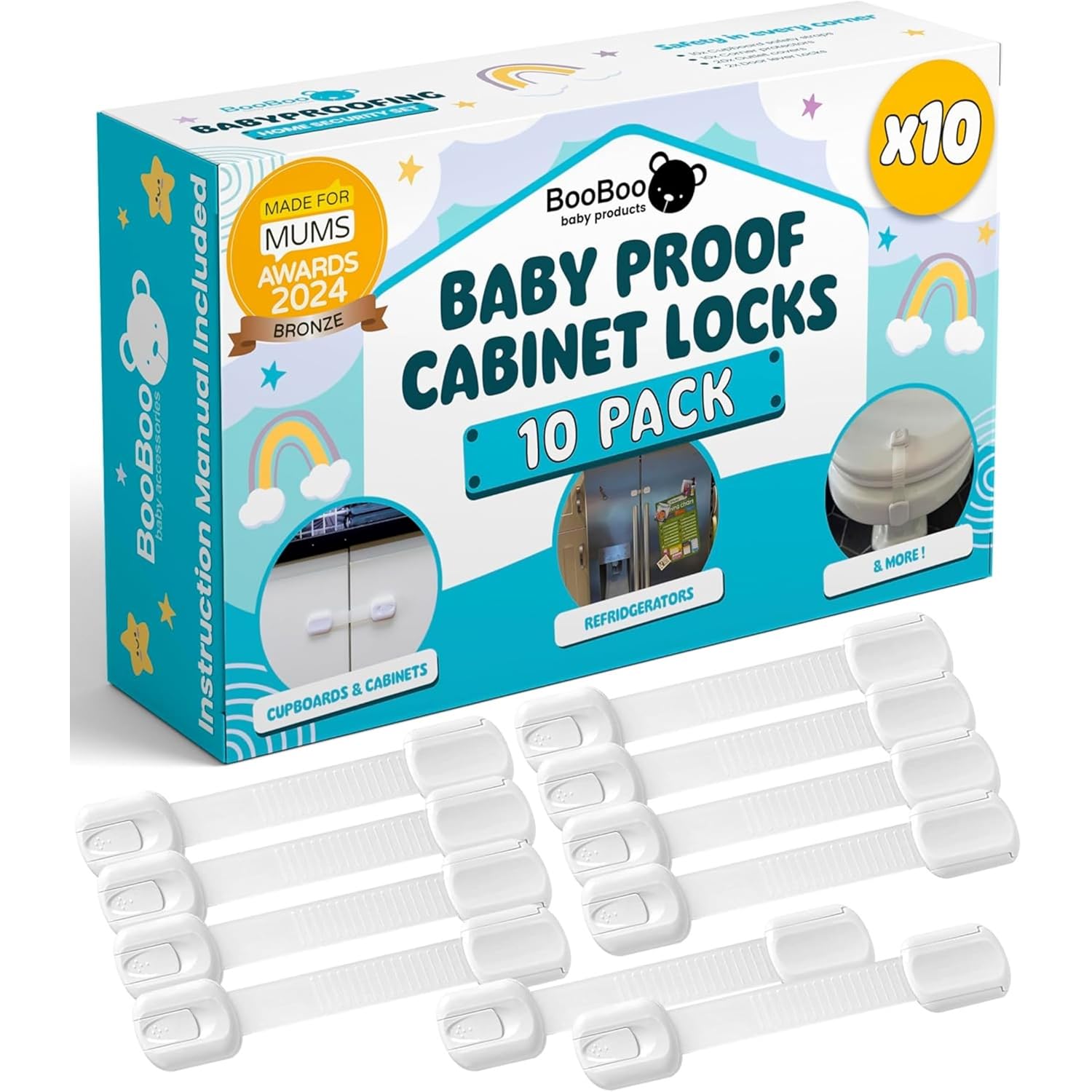  10 Pack Premium Child Locks for Kitchen Cupboards