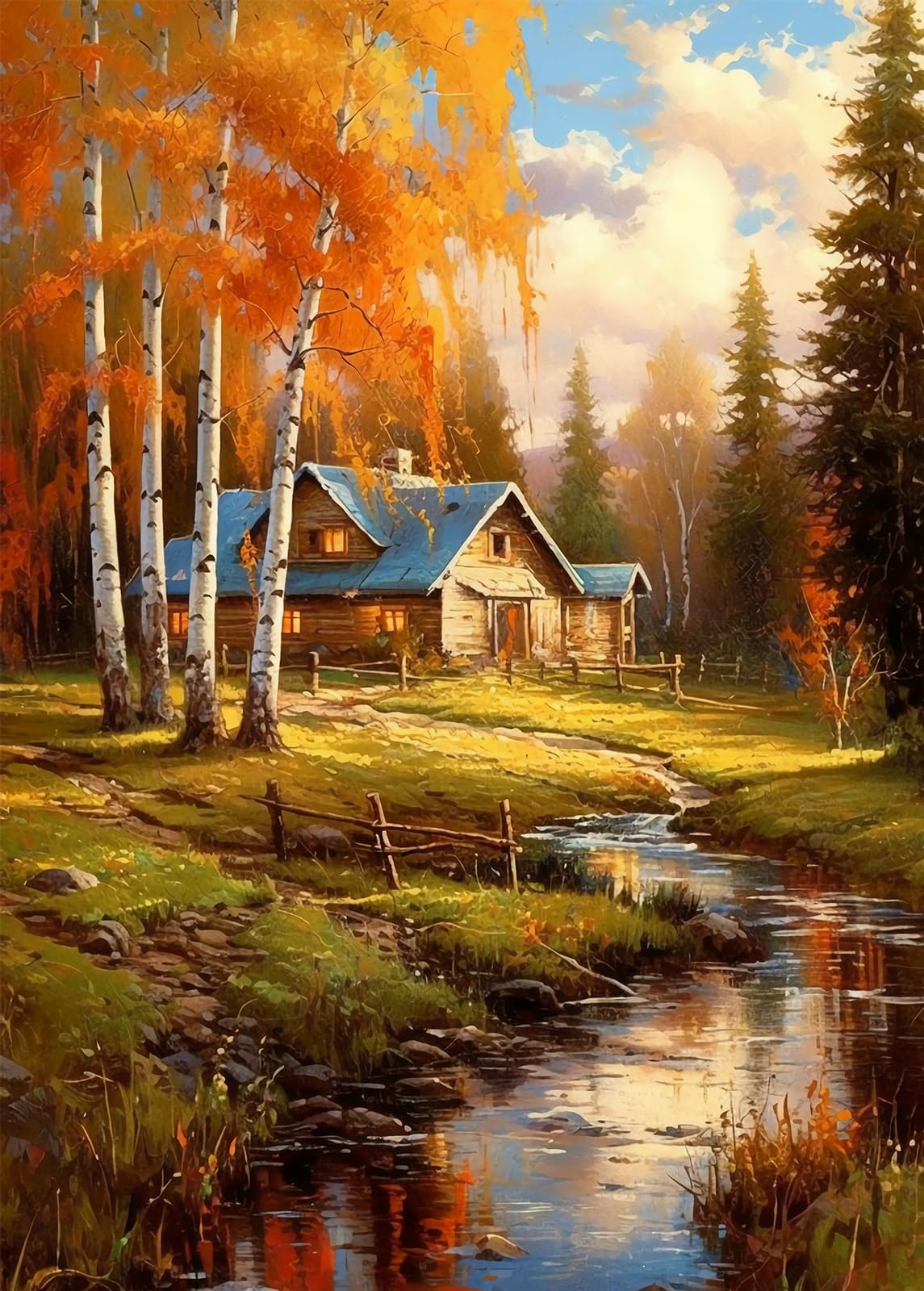 Bullglesup Puzzles for Adults 1000 Pieces, Wooden House Jigsaw with Poster Letter on Back, Unique Pieces Fit Well No Dust (27.5"x19.6") โ image 1