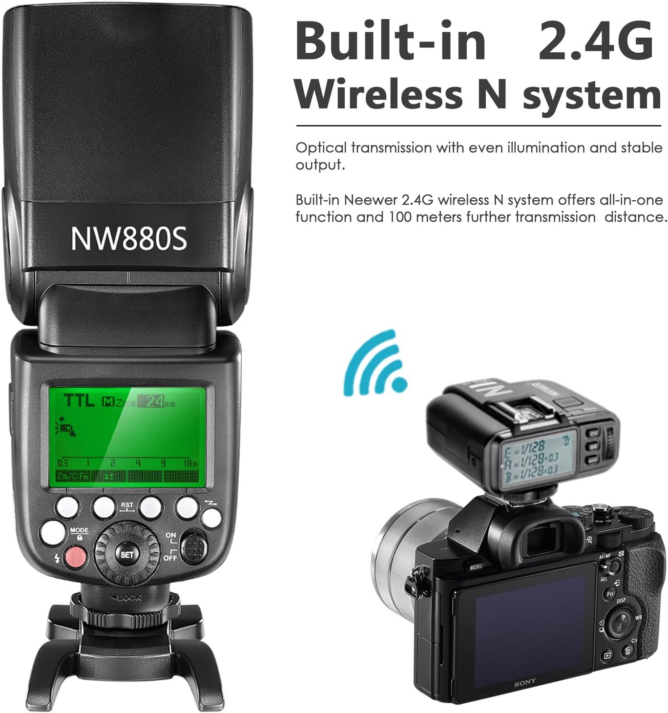 Neewer NW880S Flash with built-in 2.4G Wireless N system