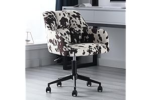 Charming Animalistic Appeal: Cow Print Velvet Desk Chair